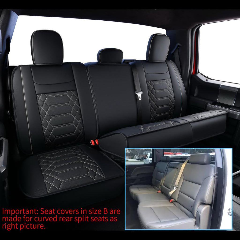 RISINGSTAR Silverado Sierra Front Seat Covers Faux Leather, Fit for 2007-2026 Chevy Silverado GMC Sierra 1500/2500HD/3500HD Crew Double Regular Cab(Front Pair, Black 2 pcs)