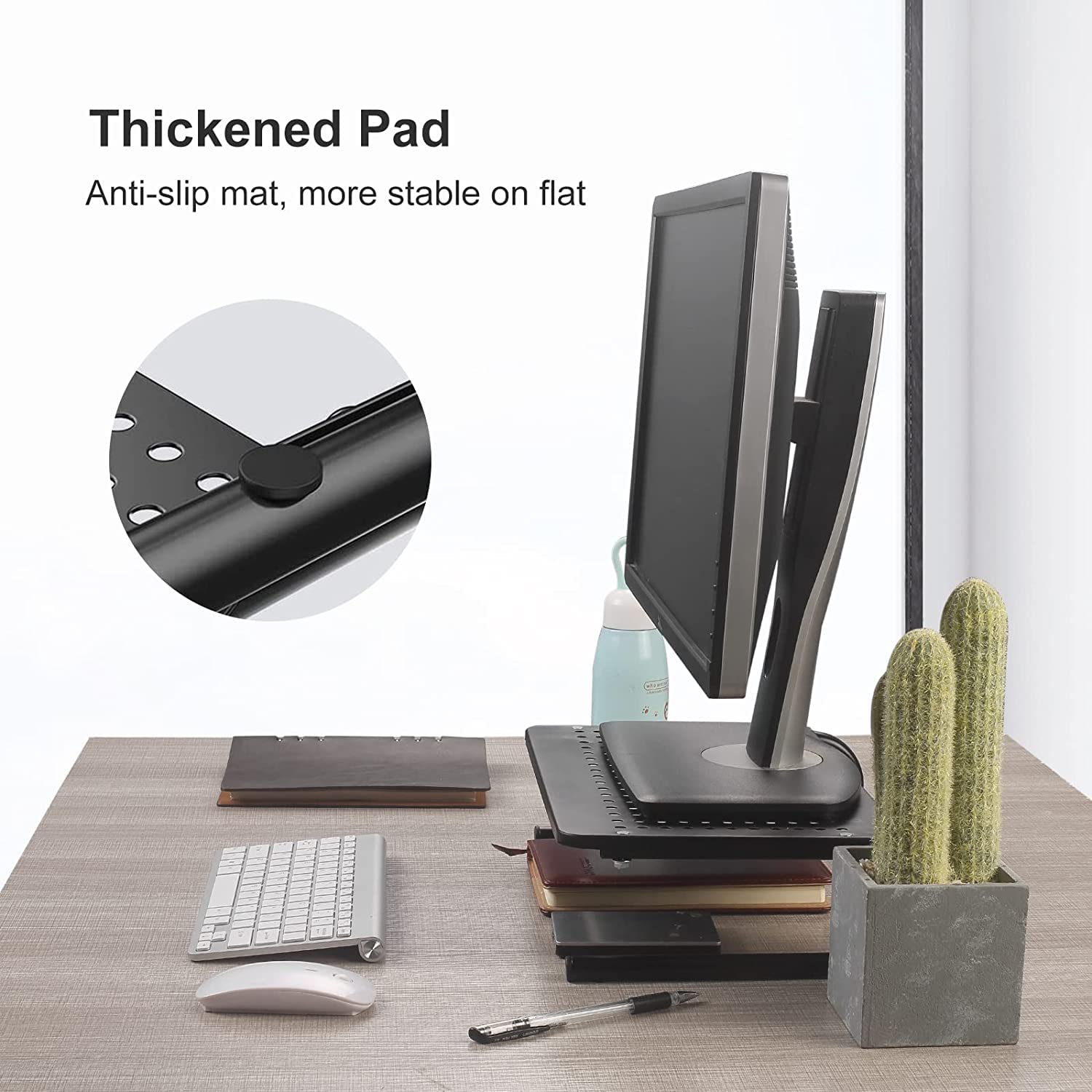 suptek Clamp-on 32 Inch Dual Monitor Desk Mount Riser Shelf Computer Stands for 2 Monitor,Laptop,Printer, Notebook,32.2” x 7.8” x 5.7”