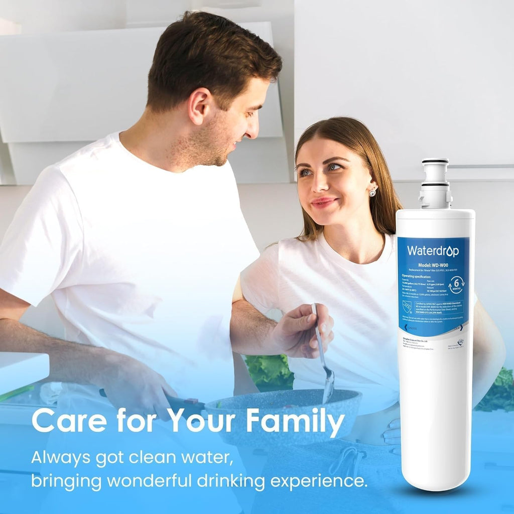 Waterdrop 3US-MAX-F01 3US-PF01 Maximum Under Sink Water Filter, Replacement for Filtrete® Advanced 3US-PF01, 3US-MAX-F01, 3US-PS01, 3US-MAX-S01, Manitowoc K-00337, K-00338, NSF/ANSI 42 Certified