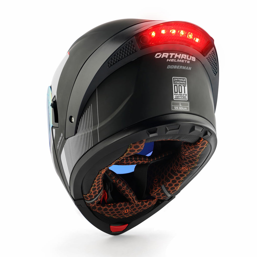 Orthrus Modular LED Full Face Motorcycle Helmet - DOT Approved Flip-Up Dual Visor Sun Shield & Bluetooth Ready for Adults Men Women - Street Bike/Motocross (Dobermann Gold, S)