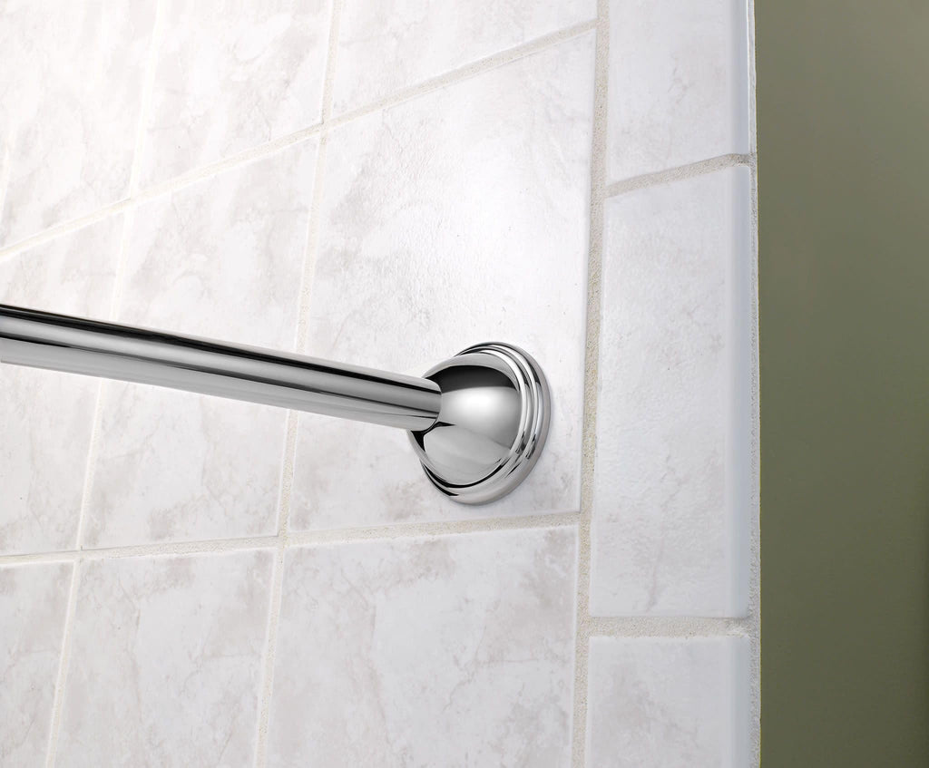 Moen Brushed Gold 54 to 72-Inch Adjustable Single Curved Shower Rod, Wall Mounted Permanent Curtain Bar for Bathroom, CSR2160BG