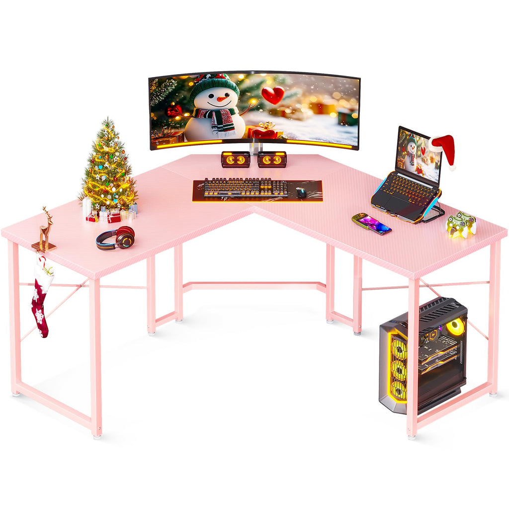 Casaottima 47 inch L Shaped Gaming Desk, Corner Desk Gaming Table for Home Office, Computer Desk Sturdy Writing Workstation for Small Space, Easy to Assemble, Black