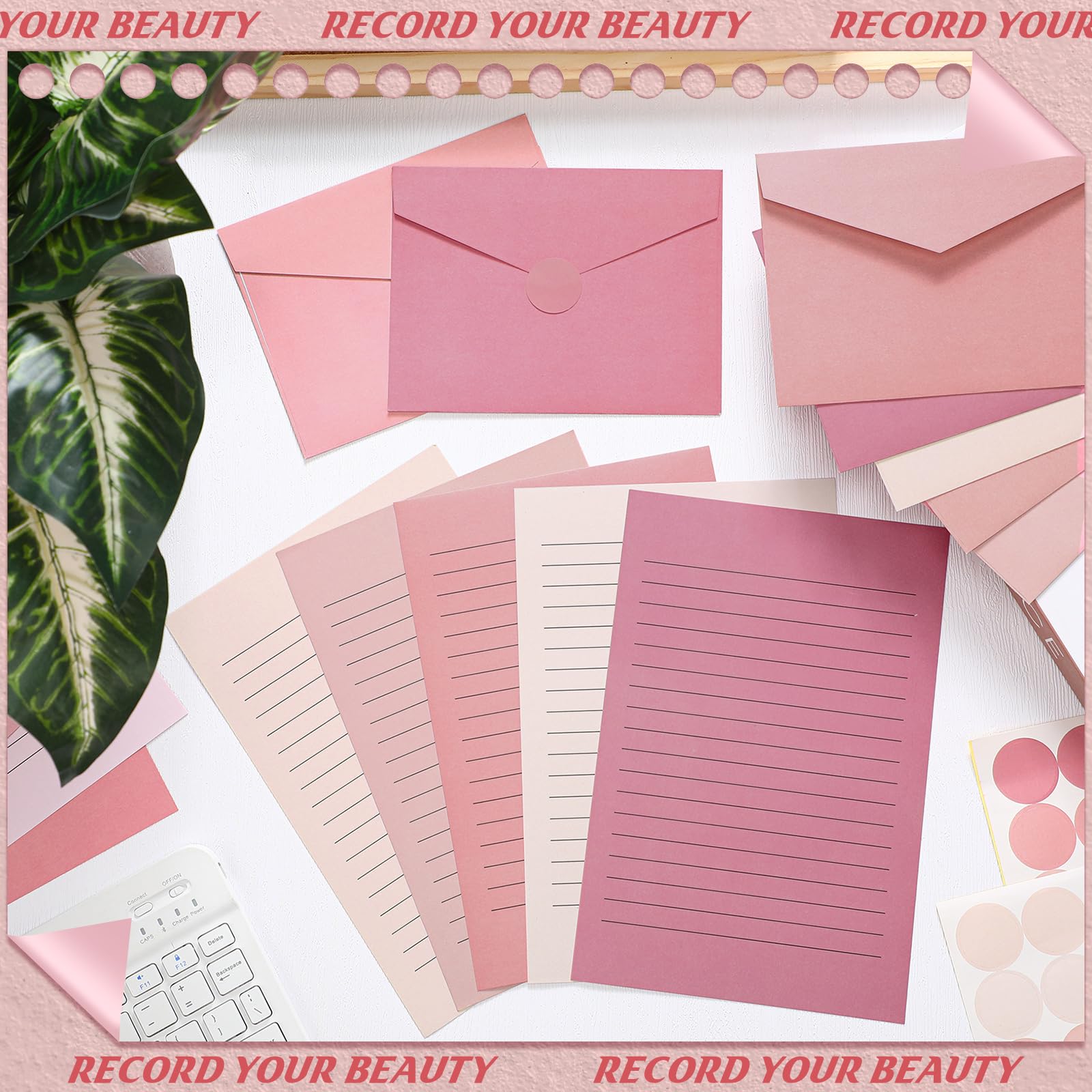 100 Pcs Stationery Lined Stationery Paper and Envelopes Set Includes 50 Letter Writing Paper and 50 Envelope for Office, 5.5 x 8.25 Inch(Blue)