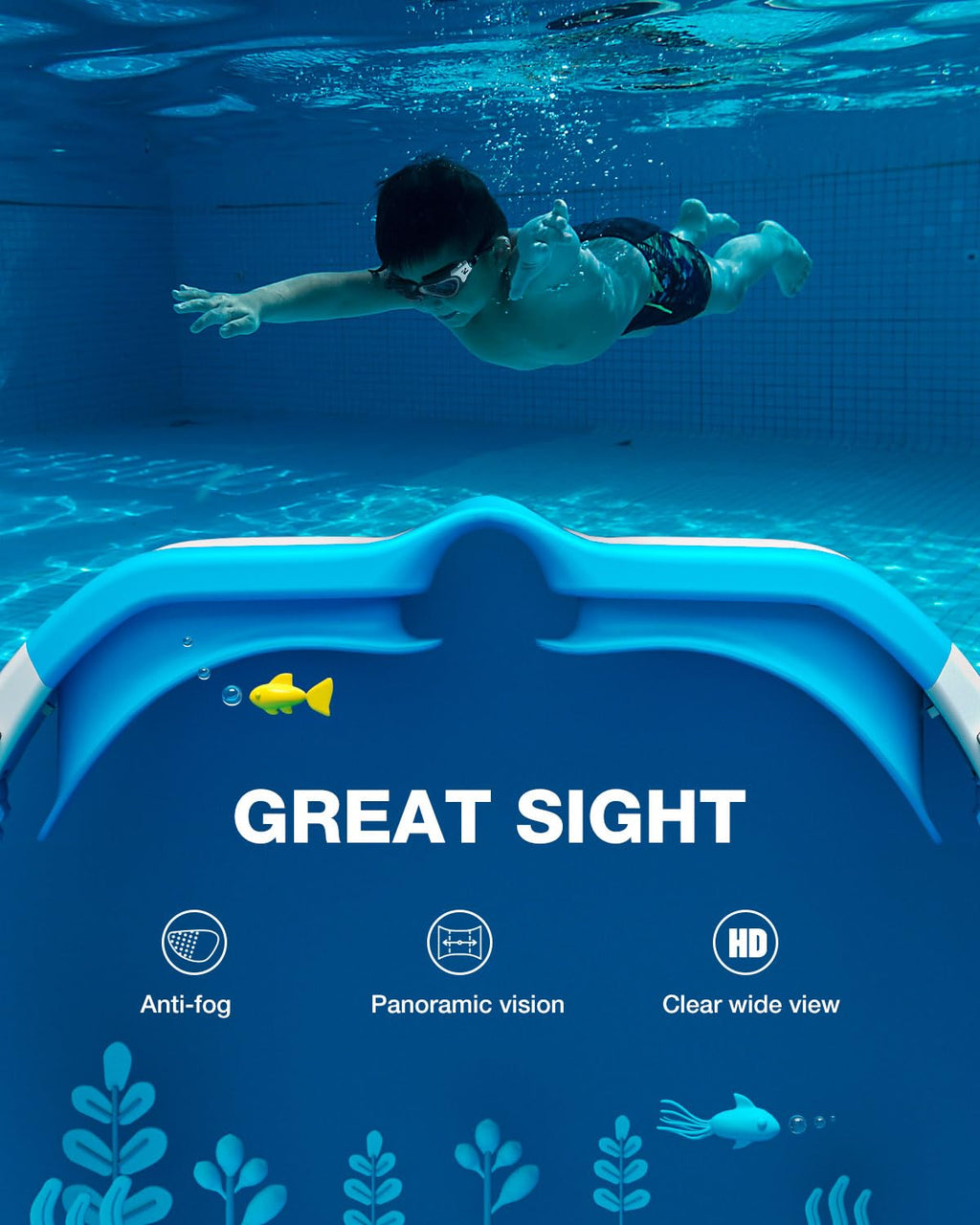 ZIONOR Kids Swim Goggles, G1MINI SE No Leak Anti-Fog Goggles for Kids 6-14, Soft Silicone Comfort Fit, Easy Adjust Strap