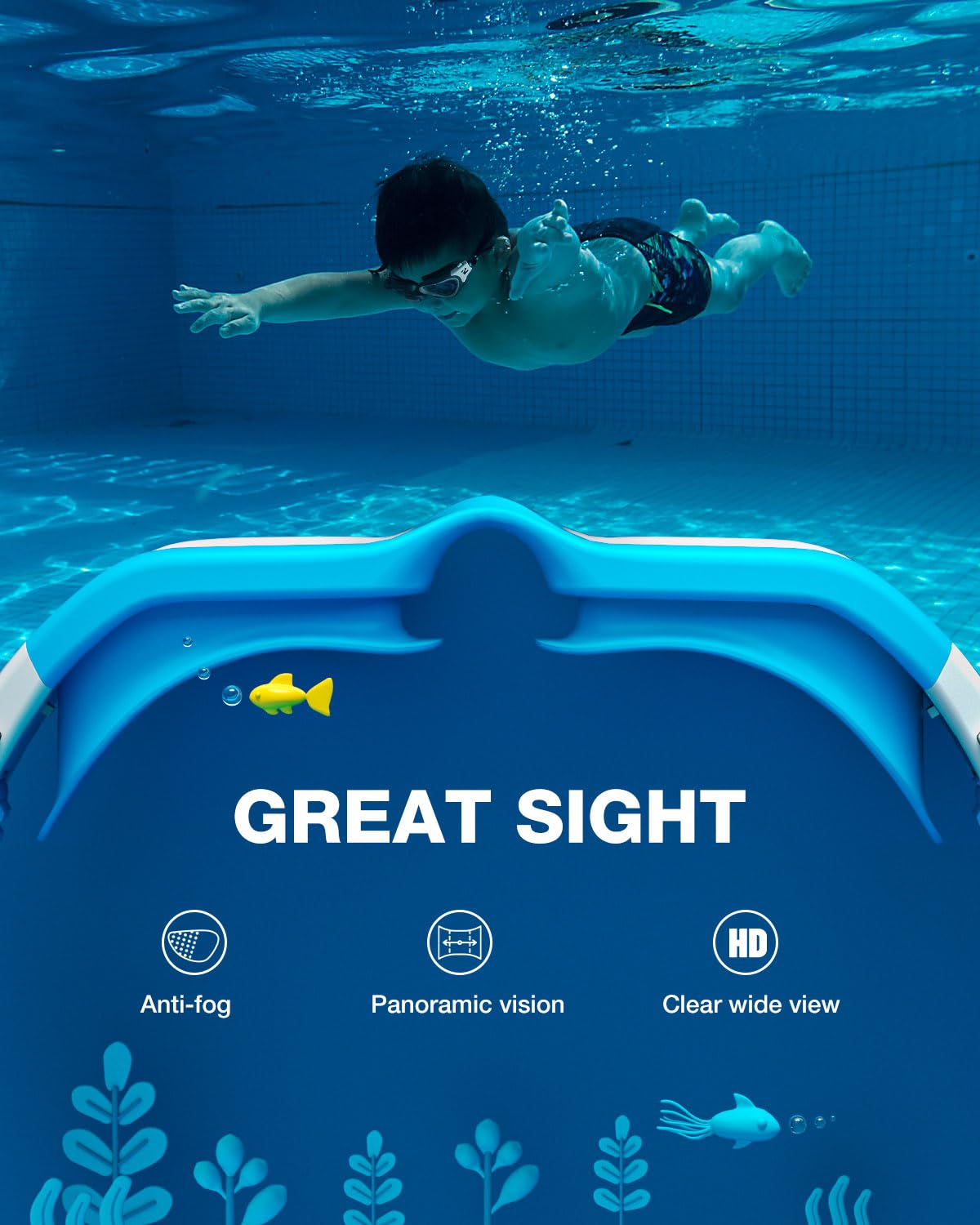 ZIONOR Kids Swim Goggles, G1MINI SE No Leak Anti-Fog Goggles for Kids 6-14, Soft Silicone Comfort Fit, Easy Adjust Strap