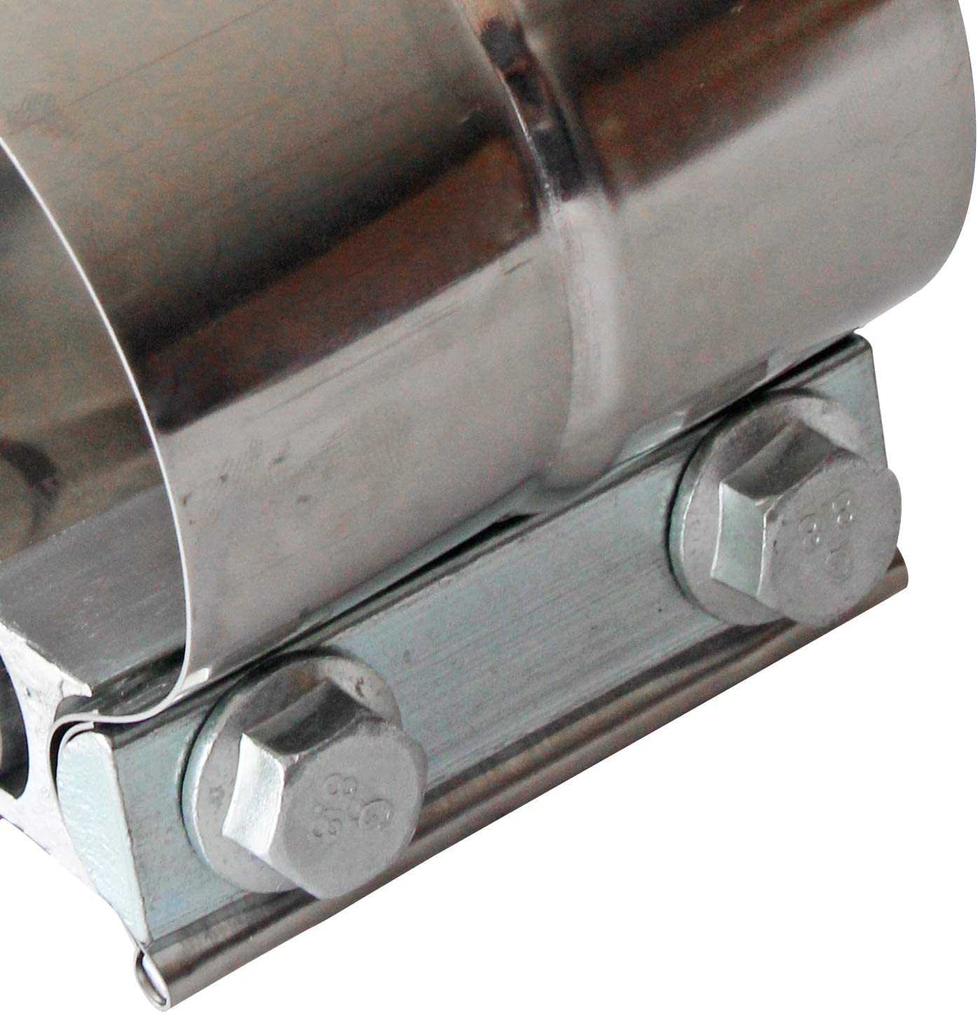 Exhaust Clamps Band Clamp 2.5" Lap Joint - Stainless Steel Lap Joint Exhaust Band Clamp with 1 Block 2Pcs for 2.5" Od to 2.5" Id Exhaust Pipe, Muffler, Elbow and Exhaust Tubing Connection(2 Pack)