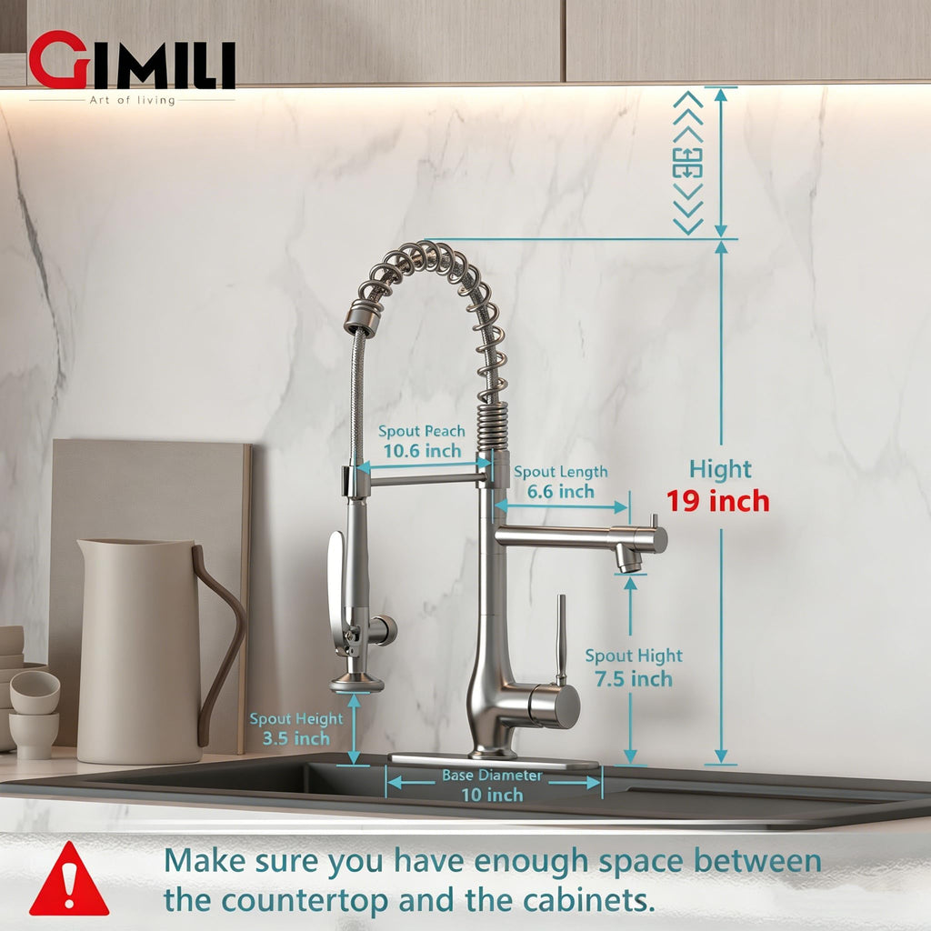 GIMILI Black and Gold Kitchen Faucet with Pull Down Sprayer Single Handle High Pressure Kitchen Sink Faucet Commercial Double-Headed Stainless Steel Kitchen Faucets