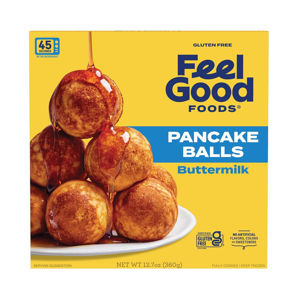 Feel Good Foods Gluten Free Buttermilk Pancake Balls | Frozen Breakfast Snacks | 12.7 oz