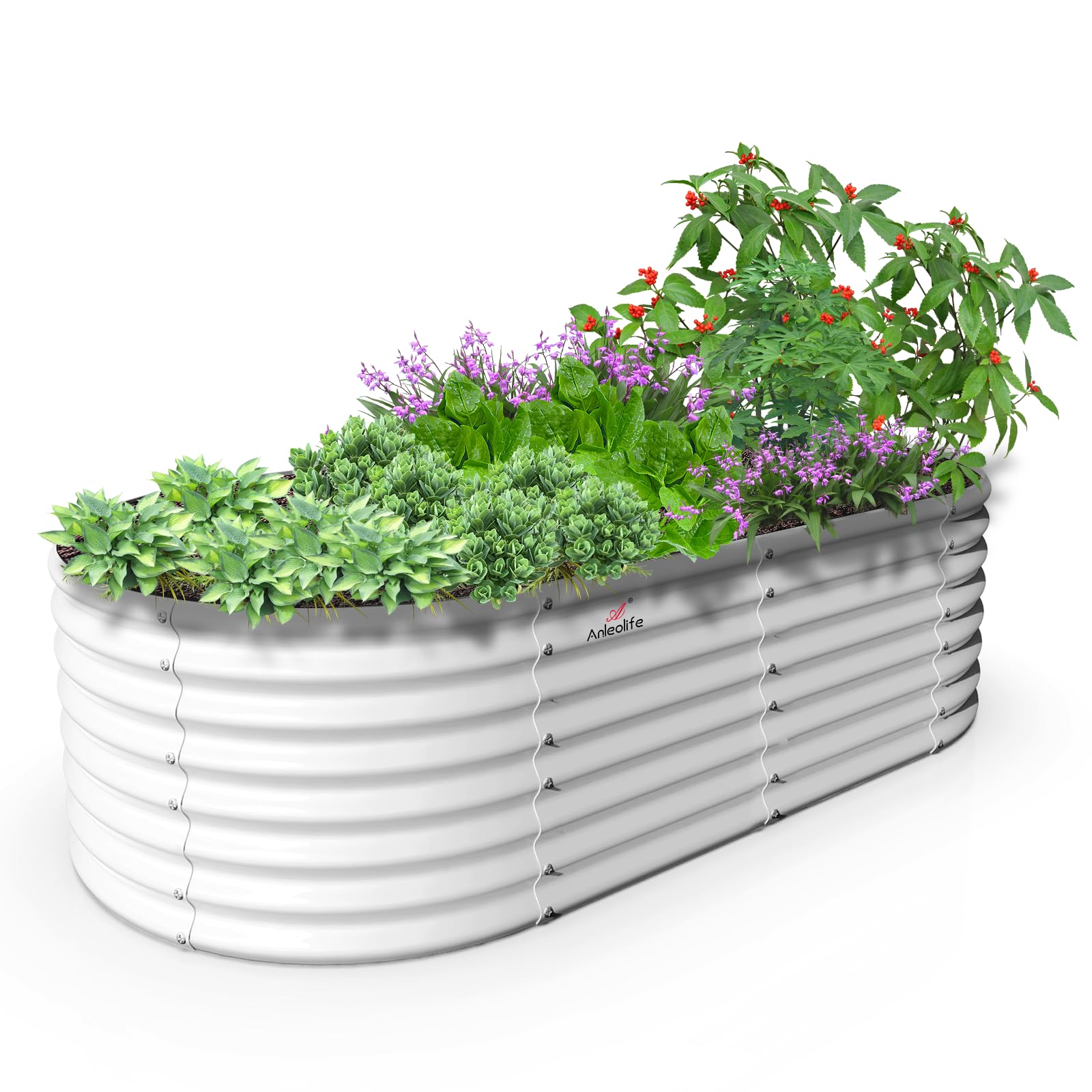 A ANLEOLIFE 2-Pack 3ft x 24” Tall Galvanized Raised Garden Beds Outdoor, Round Metal Planter Box for Planting Vegetables Flowers Herb, Anti-Rust & Easy-Setup, Quartz Grey
