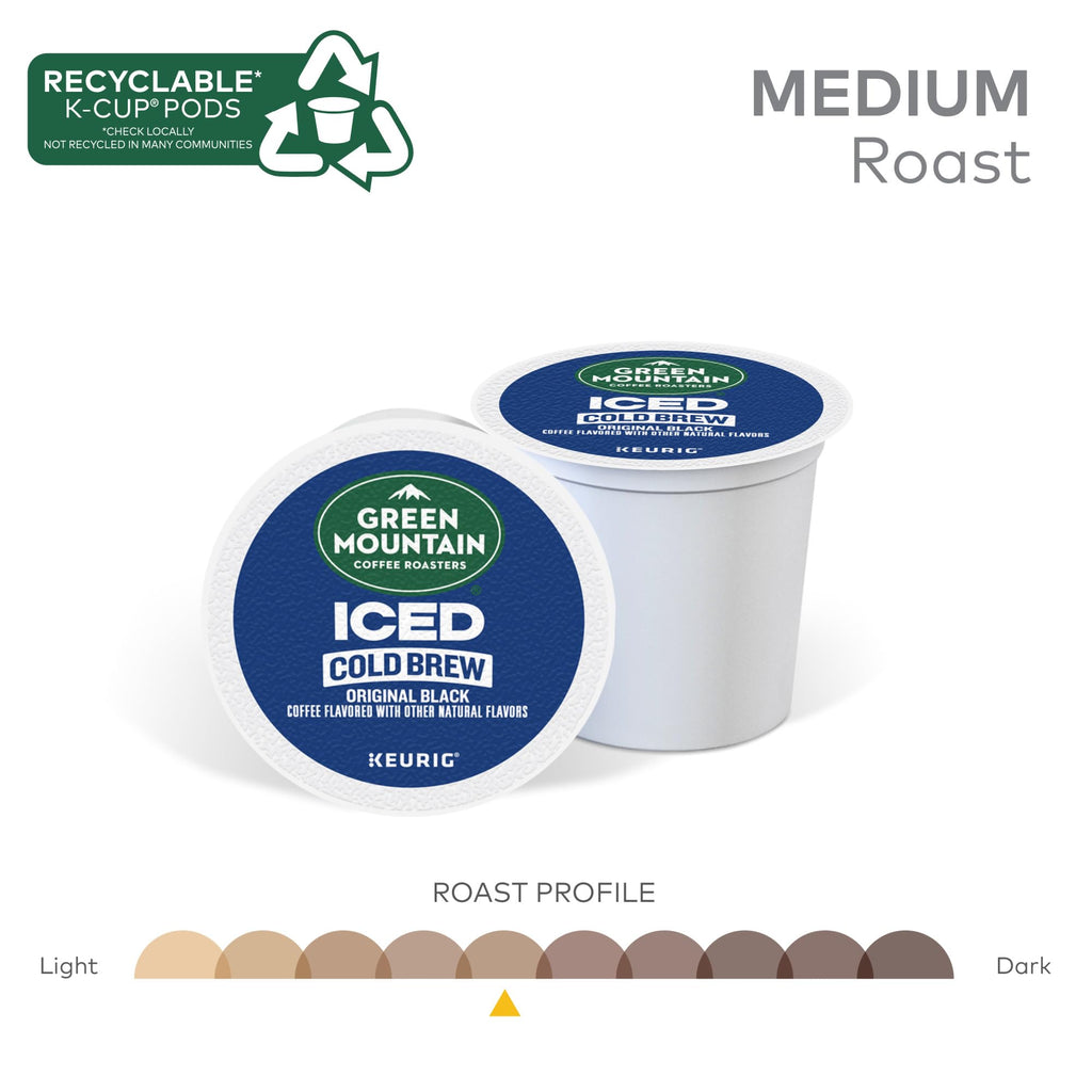Green Mountain Coffee Roasters Original Black Iced Cold Brew Coffee, Single Serve Keurig K-Cup Pods, 60-Count Box (6 Packs of 10)