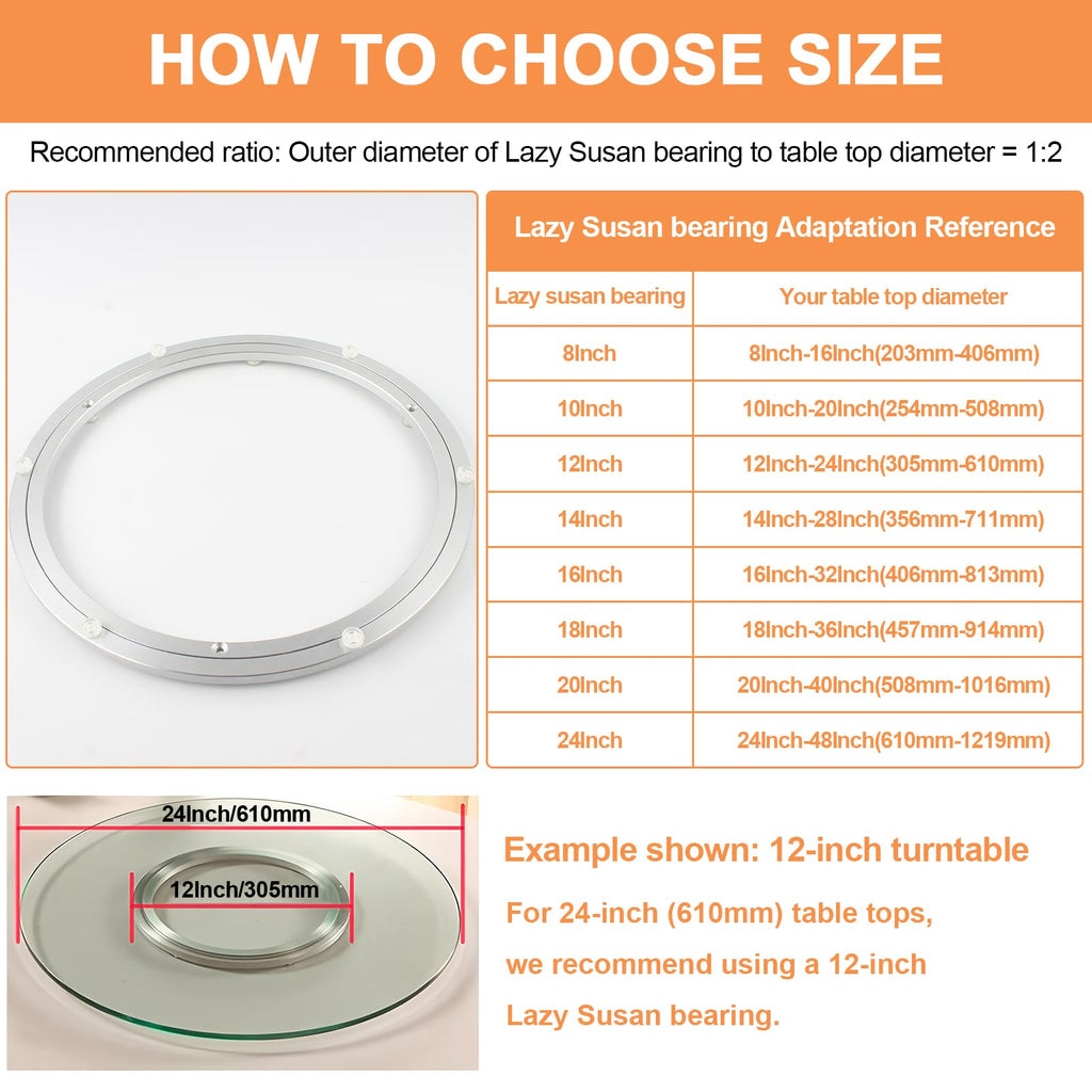 TamBee Aluminum Lazy Susan Heavy Duty Metal Rotating Hardware Turntable Bearing Ring Lazy Susan Base Only (8-Inch Heavy Duty)