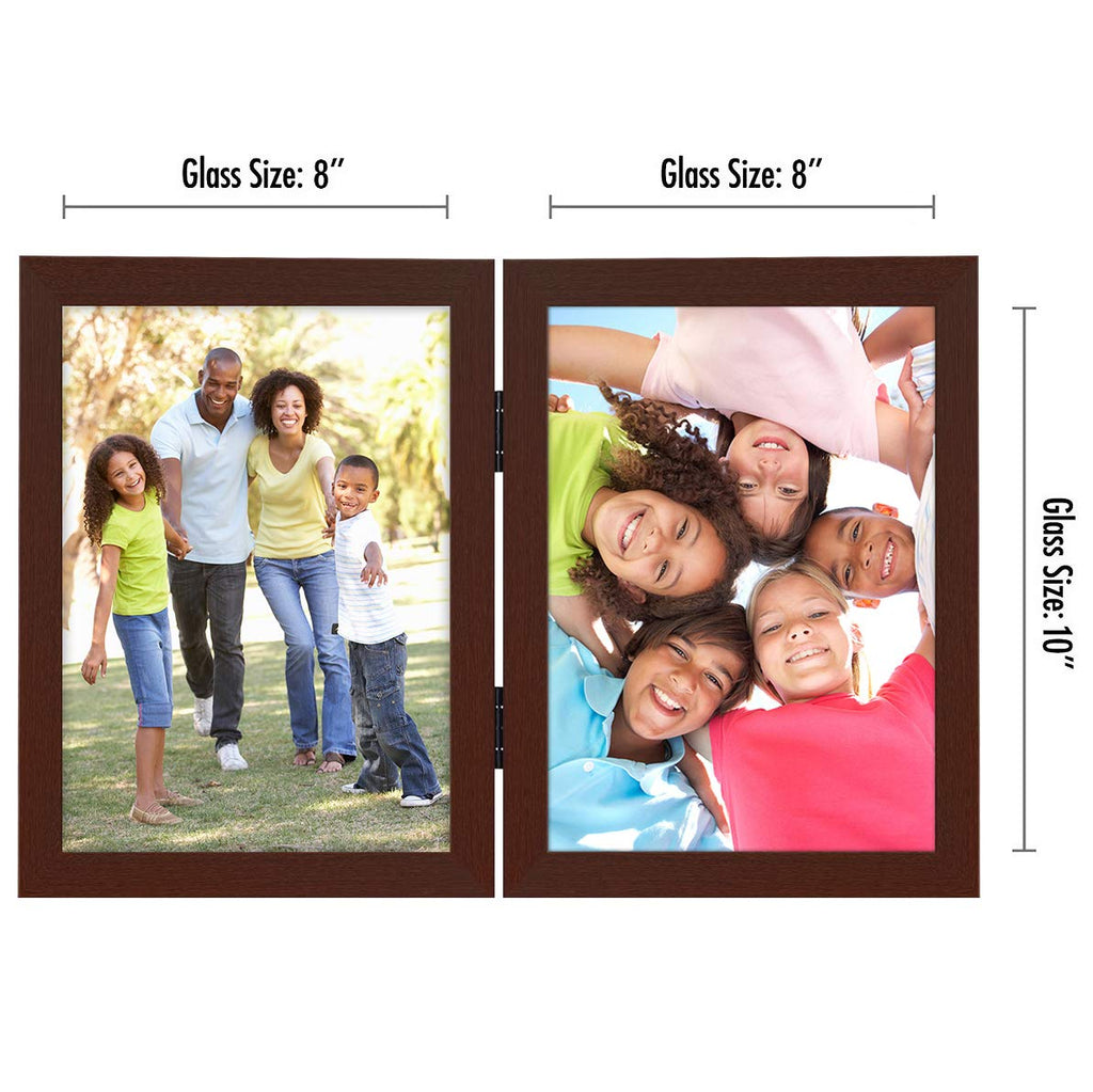 Americanflat Hinged 4x6 Picture Frame with Shatter-Resistant Glass - Double Picture Frames with Engineered Wood - Signature Collection - Photo Frame for Tabletop Display - Black