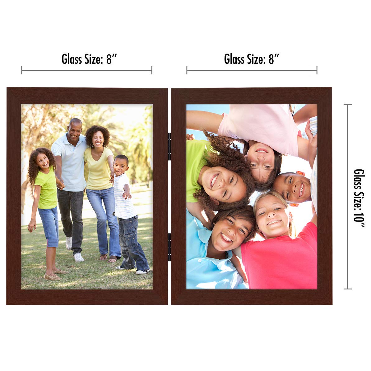 Americanflat Hinged 4x6 Picture Frame with Shatter-Resistant Glass - Double Picture Frames with Engineered Wood - Signature Collection - Photo Frame for Tabletop Display - Black