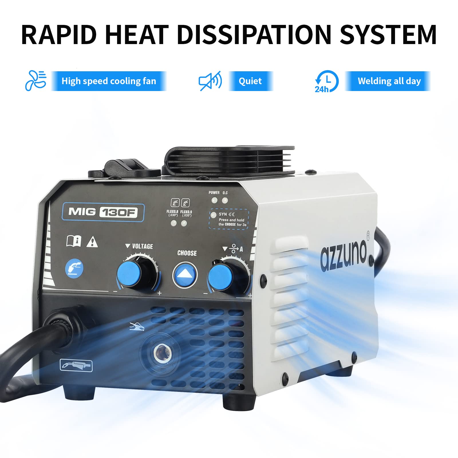 AZZUNO MIG Welder Machine 110V/220V, 155Amp 5-in-1 Gas MIG/Aluminum MIG/Gasless Flux MIG/Lift TIG/Stick Welding Machine, Wire Feed Welder