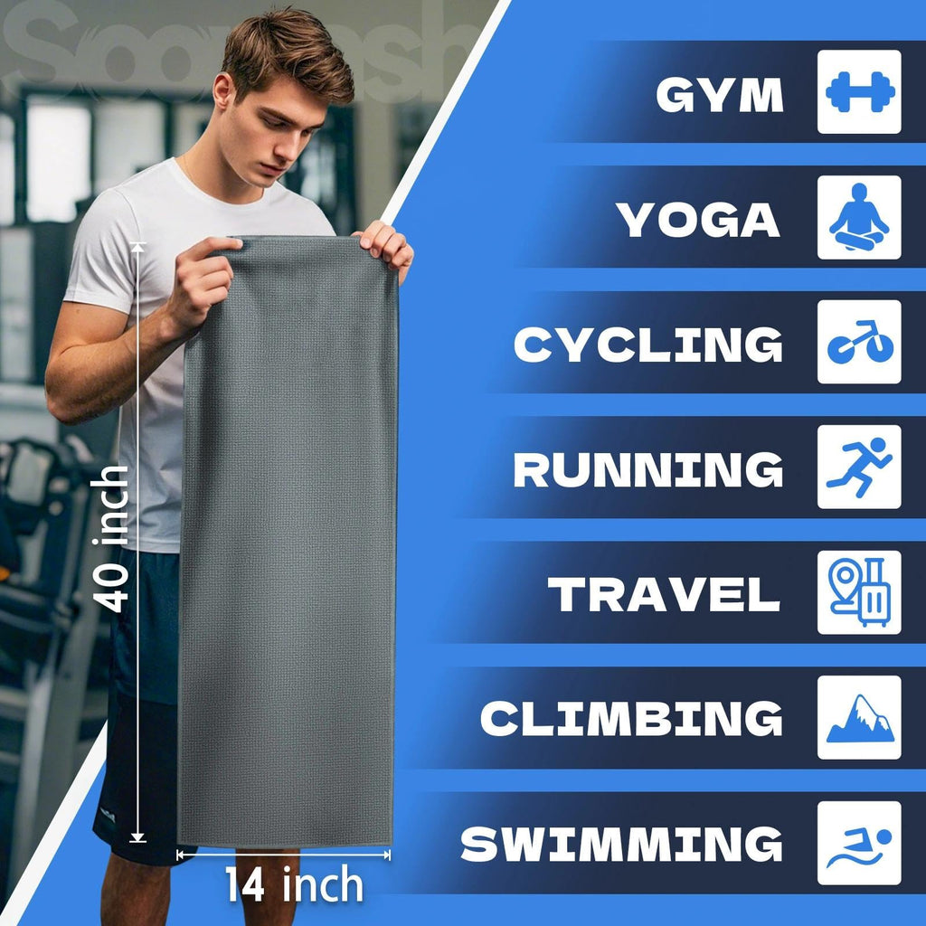 Microfiber Gym Towels for Showering Working Out Quick Dry Negative ions Large Middle Small Sizes Lightweight Gym Towel for Men Women Tennis Sports Towels for Body Hot Yoga Fitness Essentials