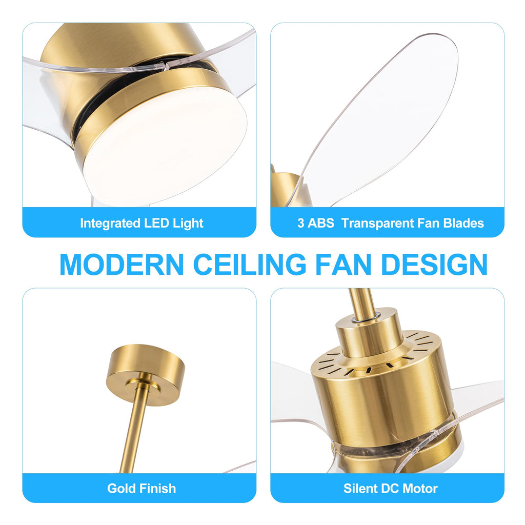 52" Ceiling Fans with Lights and Remote, Quiet DC Motor, 3 Reversible Blades, 6-Speed, Modern Industrial Black Ceiling Fan with 3-Color LED Light Fandelier for Bedroom Living Room