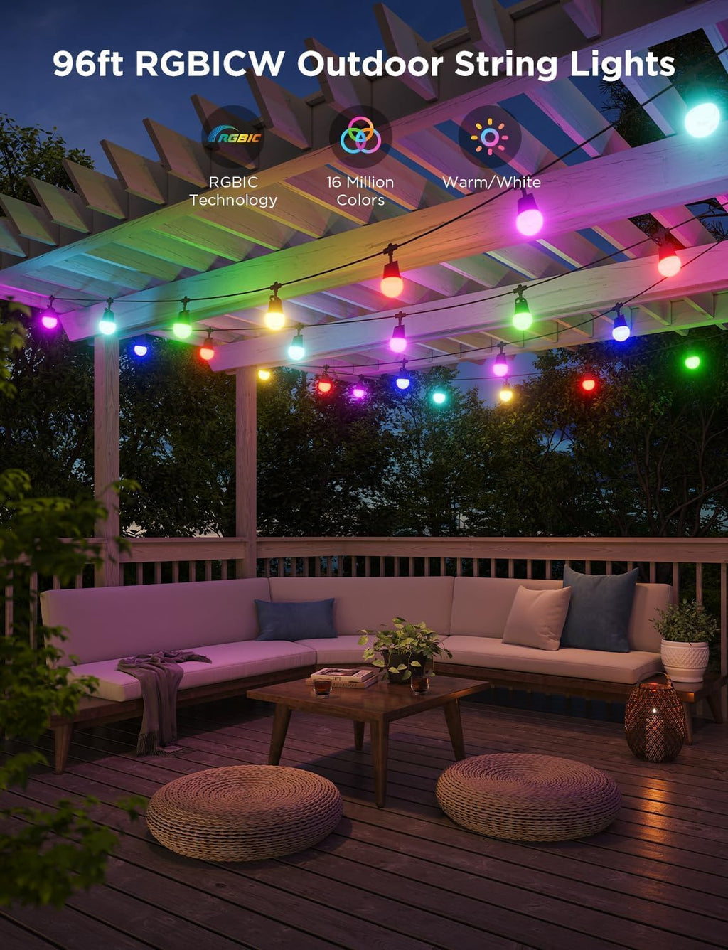 Govee Christmas Lights Set, 100ft Permanent Outdoor Lights, 96ft String Lights,4.9×6.6ft Curtain Light for Christmas Decorations, Works with Alexa, Google Assistant, IP65 Waterproof, Christmas Gifts