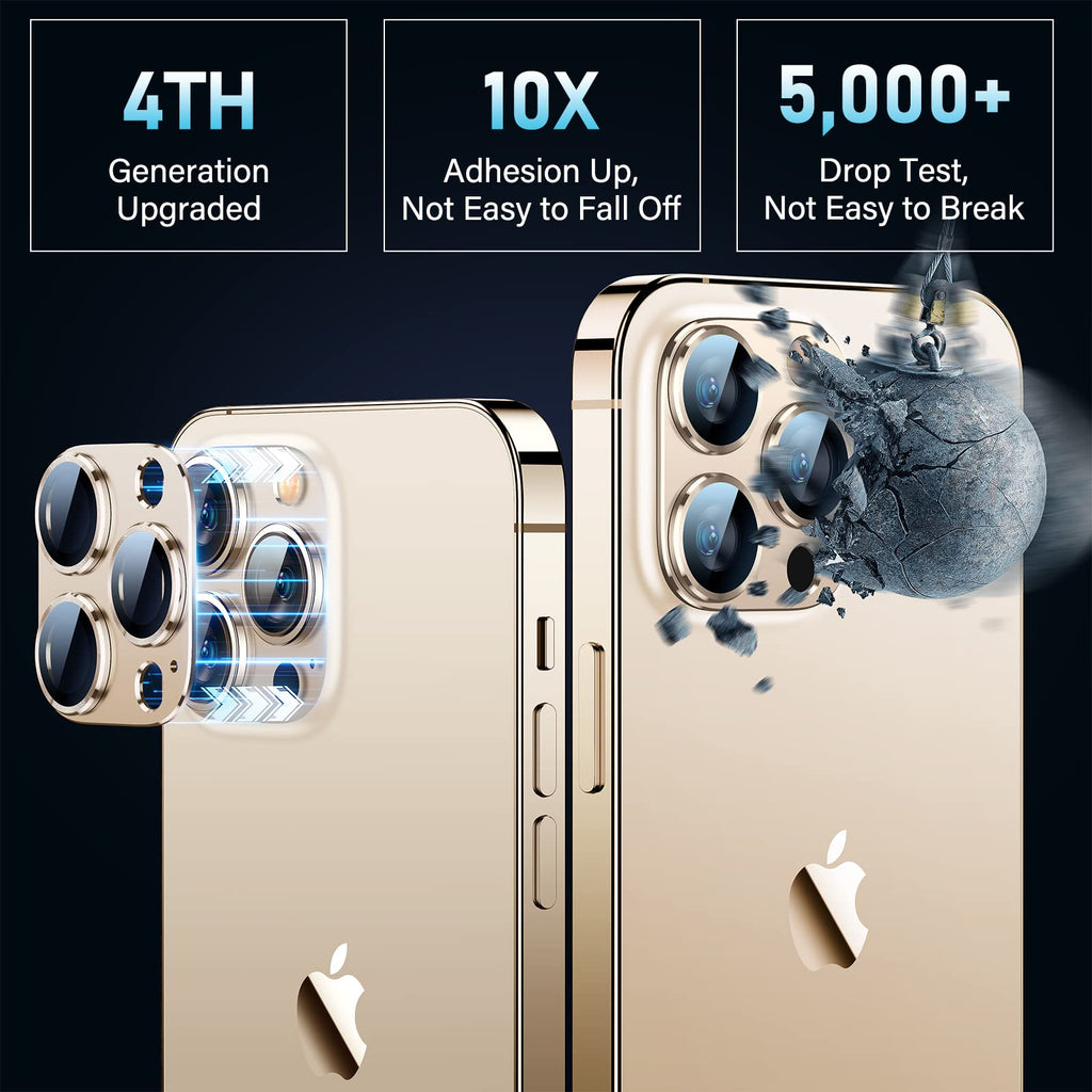 Uyiton Compatible with iPhone 17 Camera Lens Protector - [Not Easy to Break][Strong Adsorption][Case-Friendly] Metal Tempered Glass Rear Camera Screen Cover - Black