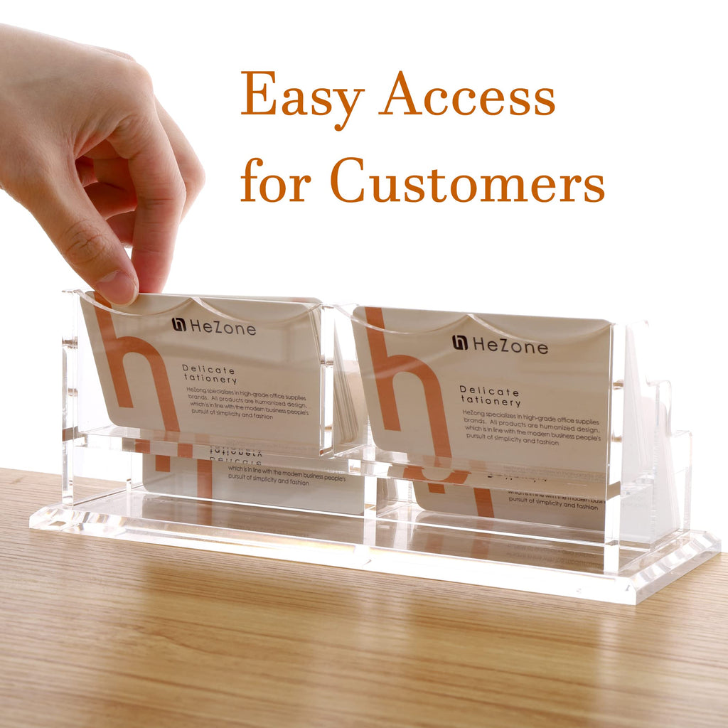 HeZone Business Card Holder for Desk Display, Clear Acrylic Cards Organizer Stand for Men and Women, Business Cards Case Rack 1 Pack, Holds 50 Cards-1 Slot