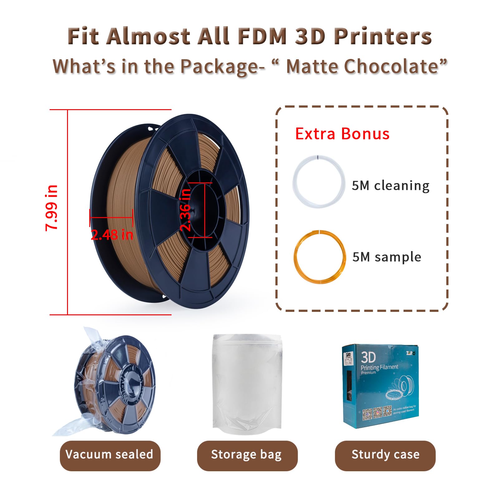 ZIRO 3D Printer Filament, PLA Filament 1.75mm, Black pla 1KG(2.2lbs), Dimensional Accuracy +/- 0.03mm, Fits Most FDM Printer AMS System,3D Printing Filament Spool Black (Plastic Reel)