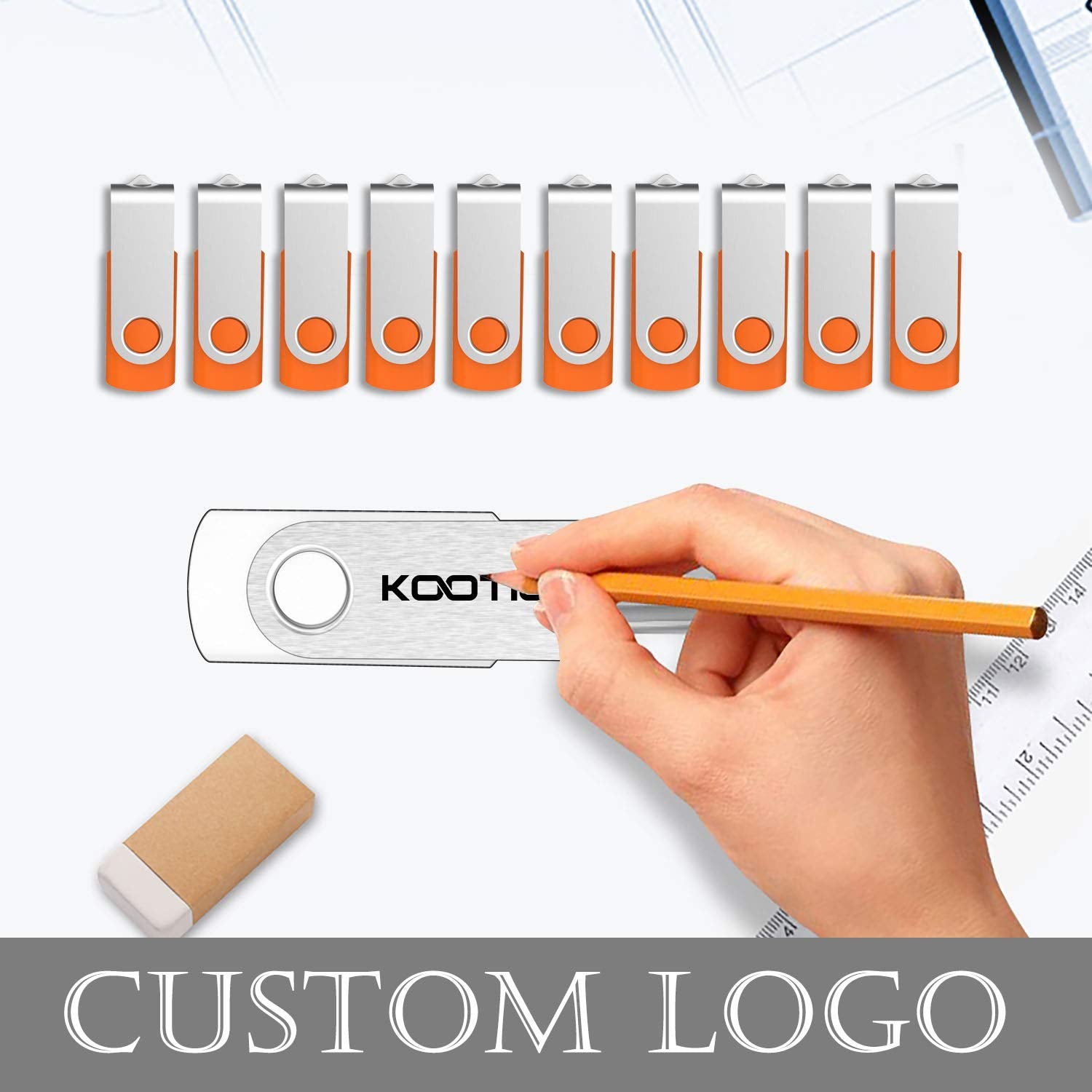 KOOTION 10 X 1GB USB Flash Drive 1gb Flash Drive Swivel Thumb Drive Memory Stick Keychain Design Blue