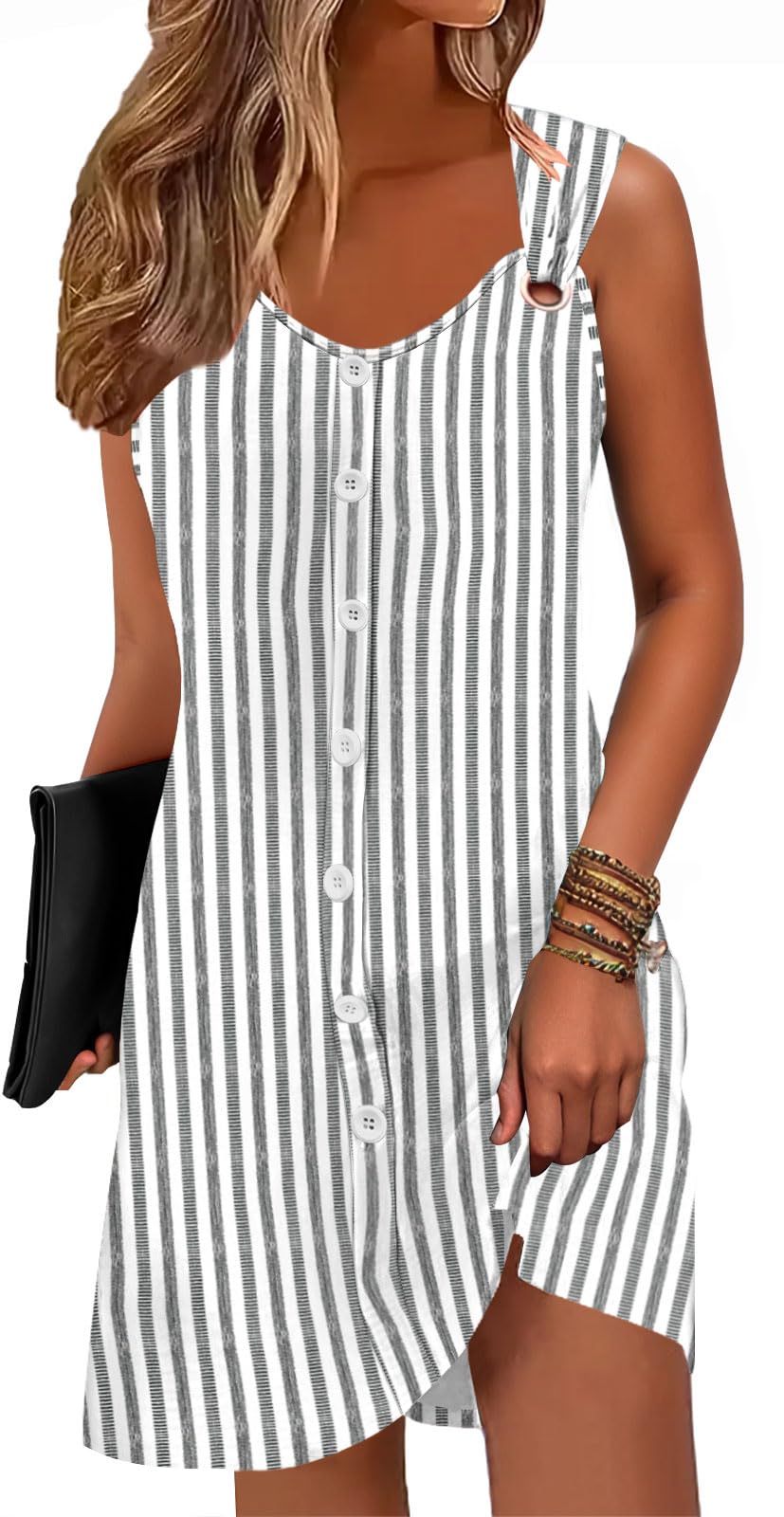 Disamer Summer Dresses for Women 2026 Sundresses Beach Swimsuit Coverups Vacation Sleeveless Button Down Spring Sun Dress