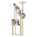 Feandrea Cat Tree, 65-Inch Modern Cat Tower for Indoor Cats, Multi-Level Cat Condo with 5 Scratching Posts, Perch, Washable Removable Cushions, Cat Furniture, Cloud White UPCT166W01