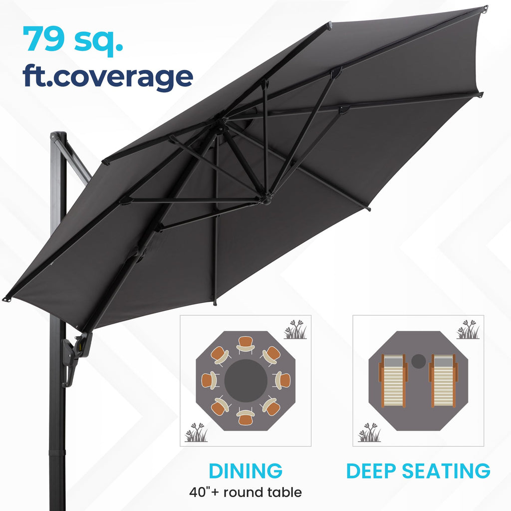 SUNVIVI OUTDOOR Outdoor Patio Umbrella, Patio Umbrella, Market Umbrella, Large Outdoor Umbrella, Metal Pole Umbrella with Push Button Tilt and Crank, Polyester Canopy