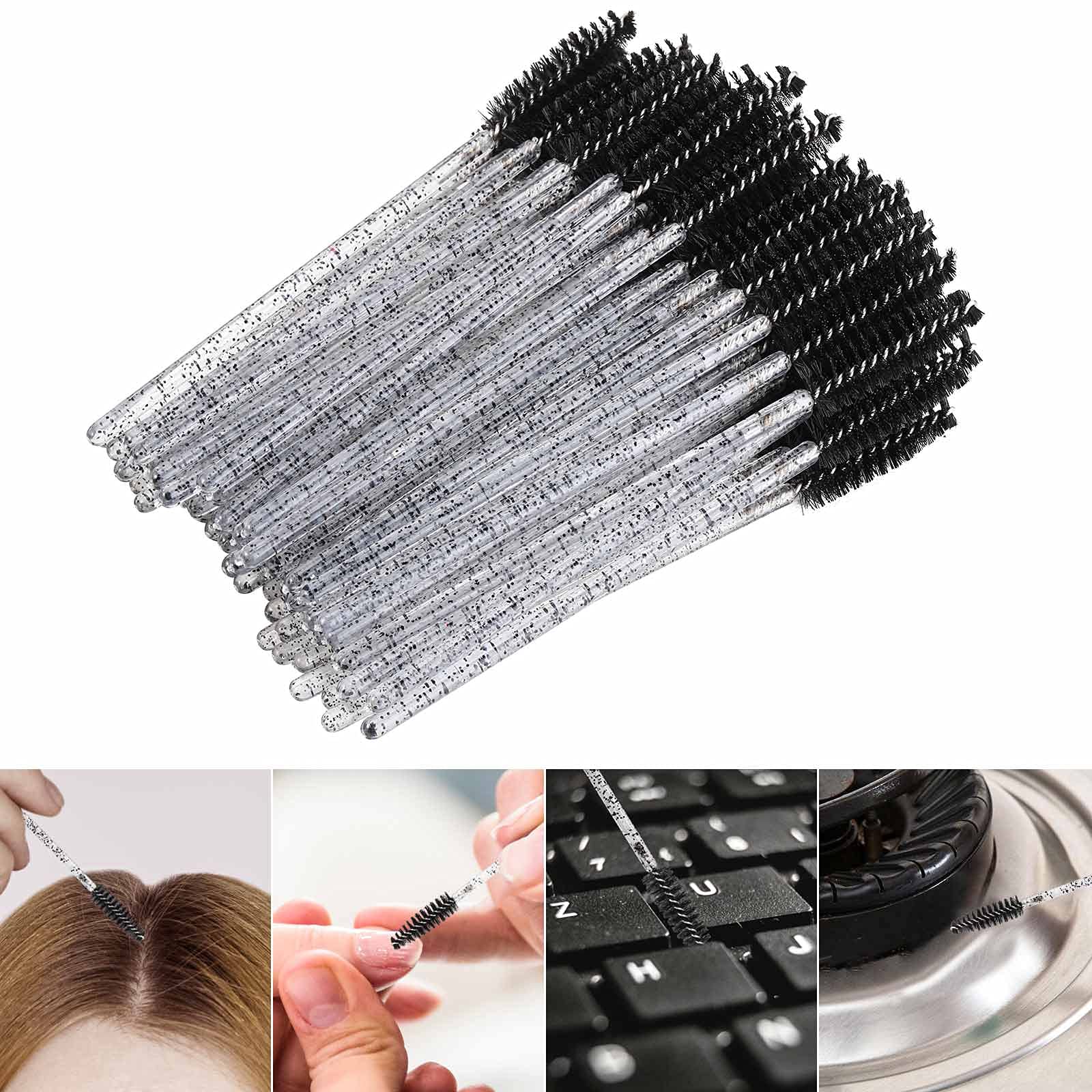 Tbestmax 500 Disposable Mascara Wands Eyelash Brush Spoolies for Eyebrow Eye Lash Extension, Makeup Brushes Applicators Kits - 5 Colors