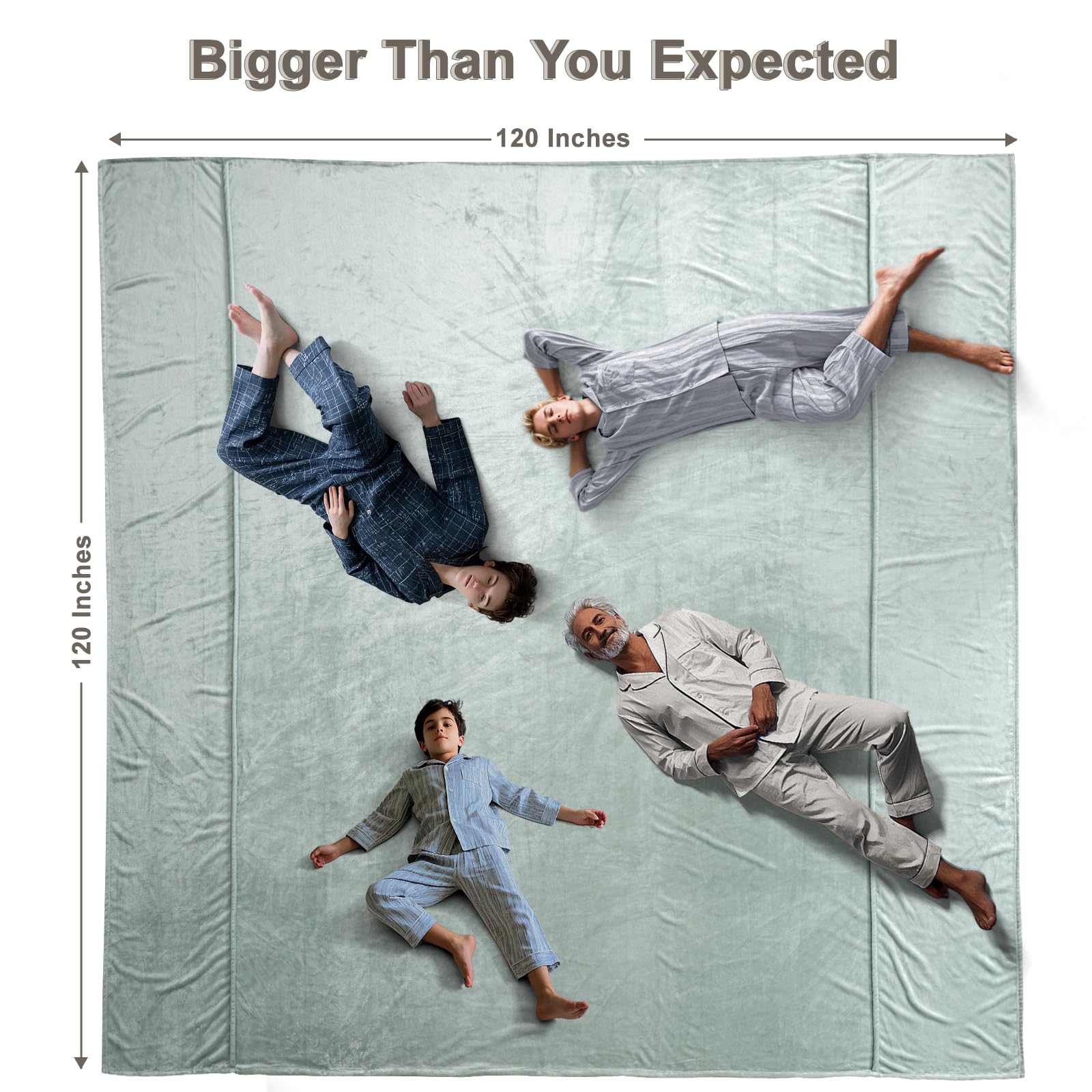 PHF Oversized King Big Fleece Blanket 120"x120", No Shed No Pilling Extra Large Soft Blanket, Giant 10'x 10' Lightweight for Bed, Sofa Travel and Camping, Suitable for All Season, Beige