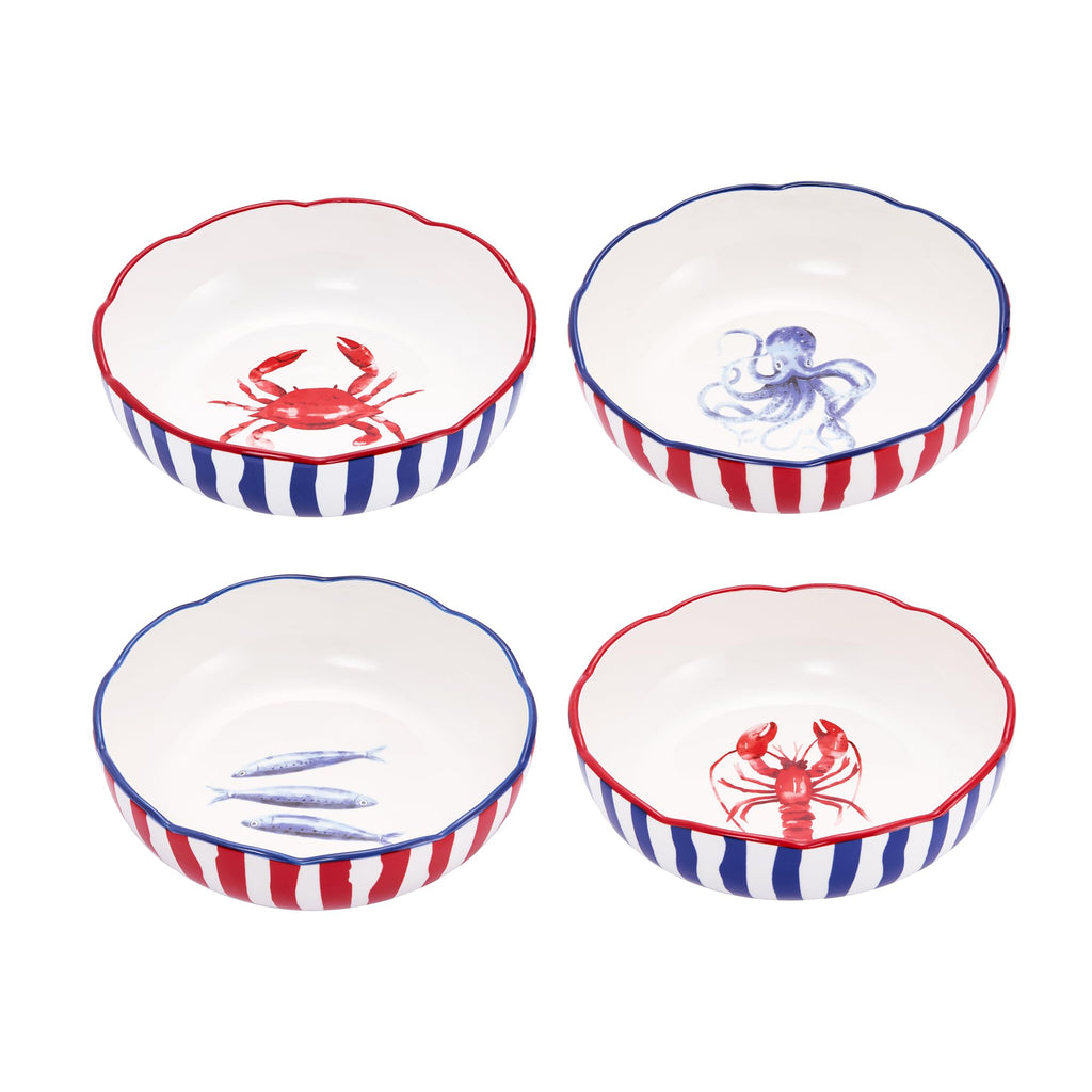 Bico Blue Talavera Pasta Bowls, 35oz Salad Bowl Set of 4, Large Ceramic Serving Dinner Bowls for Soup and Cereal, Microwave and Dishwasher Safe, Gift for Housewarming and Thanksgiving