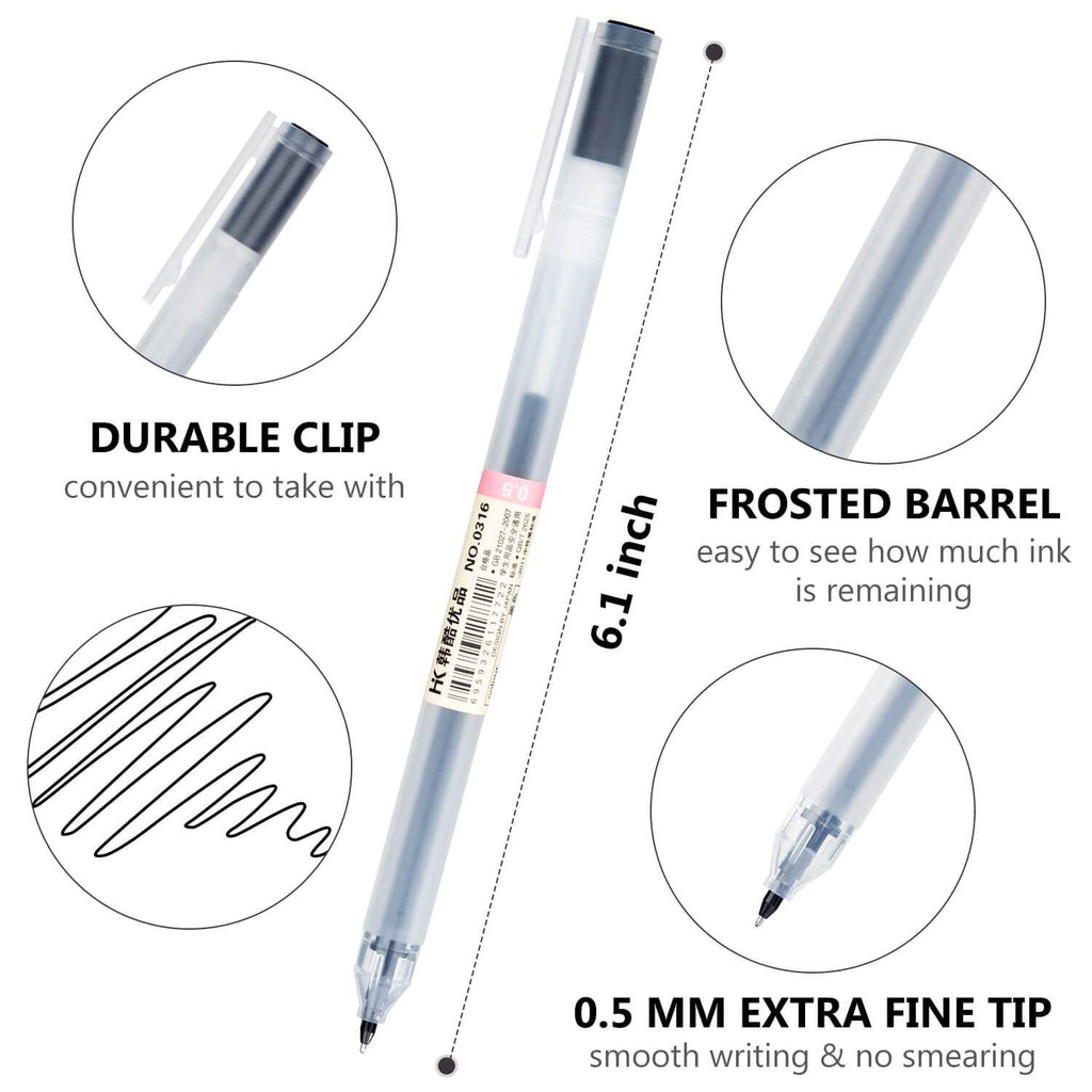 XSG Black Gel Pens[0.5mm]，Extra fine point pens Ballpoint pens For japanese Office School Stationery Supply 12 Packs