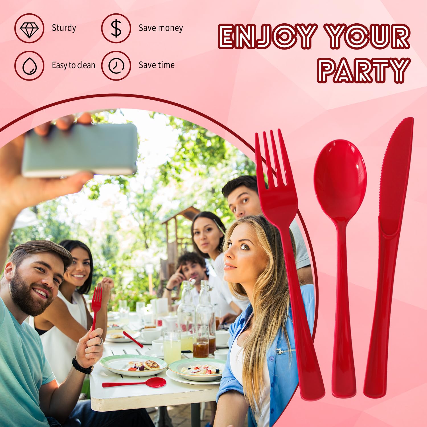 150 Pack Plastic Silverware,Disposable Cutlery Set Heavy Duty Utensil Sets 50 Forks 50 Knives 50 Spoons for Brithday, Wedding,Home School Party Picnics Restaurant Outdoor Events (Black)