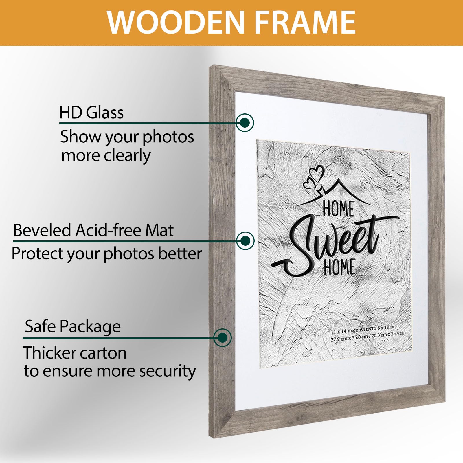 Califortree Black 11x14 Picture Frame - Display Photos 8x10 with Mat or 11x14 Without Mat - HD Glass Inside, Set of 2