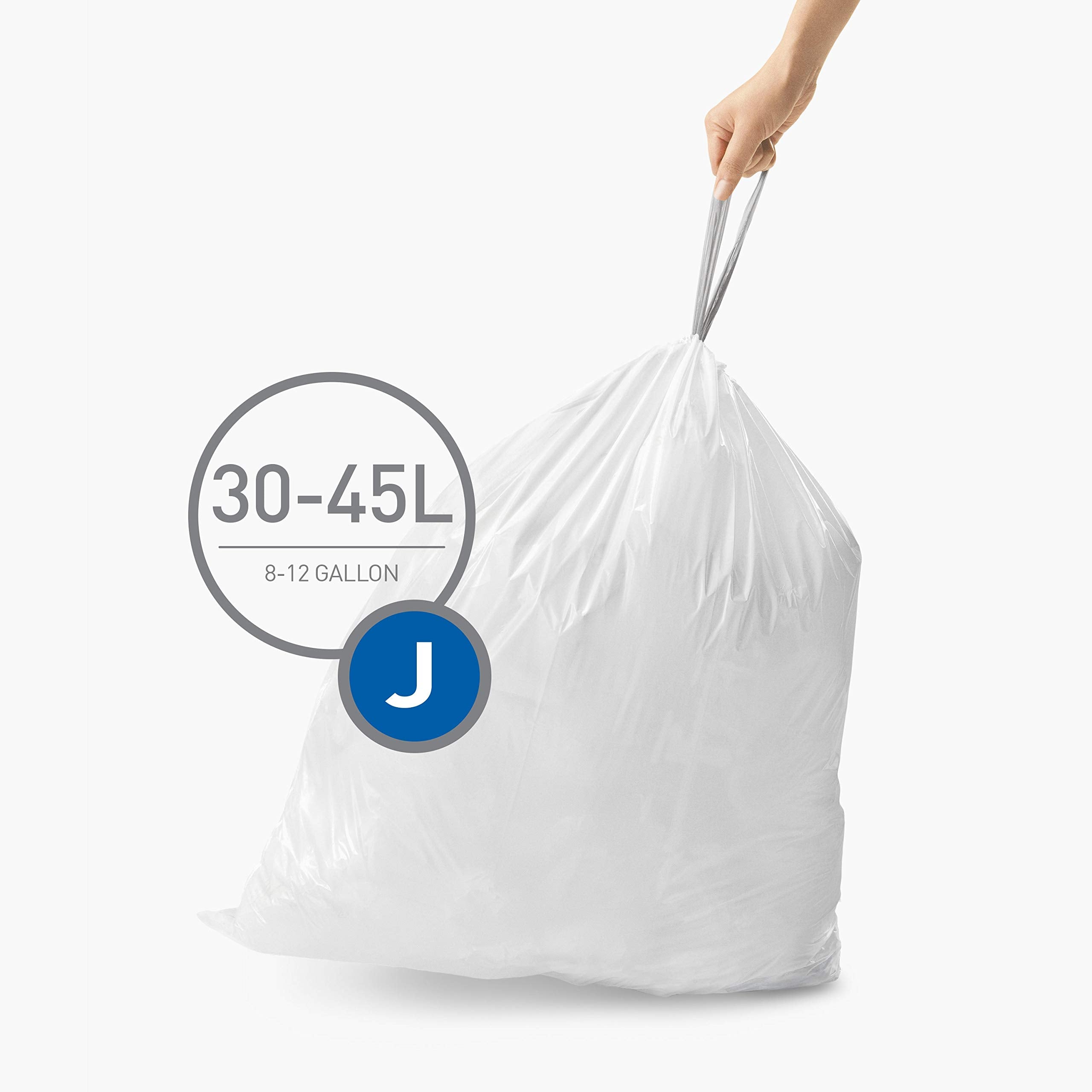 simplehuman Code H 60 Count, Genuine Odorsorb Custom Fit Liners, Drawstring Odor Absorbing Trash Bags in Dispenser Packs, 30-35 Liter / 8-9 Gallon