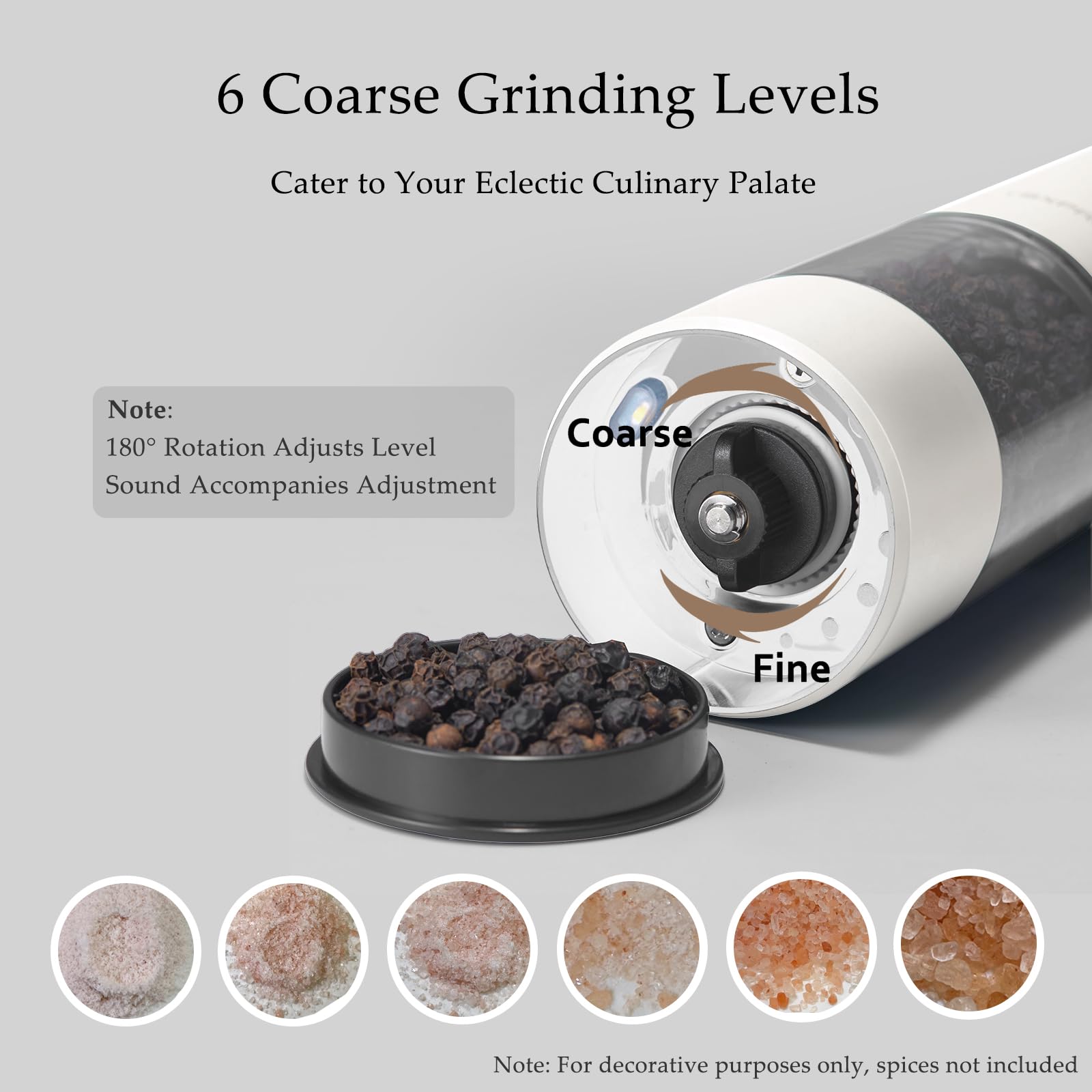 Electric Salt and Pepper Grinder Set, USB Rechargeable, Automatic Salt and Pepper Mill Grinder with Adjustable Coarseness, Electric Salt Shakers, LED Light, Refillable (2 Packs, Black)