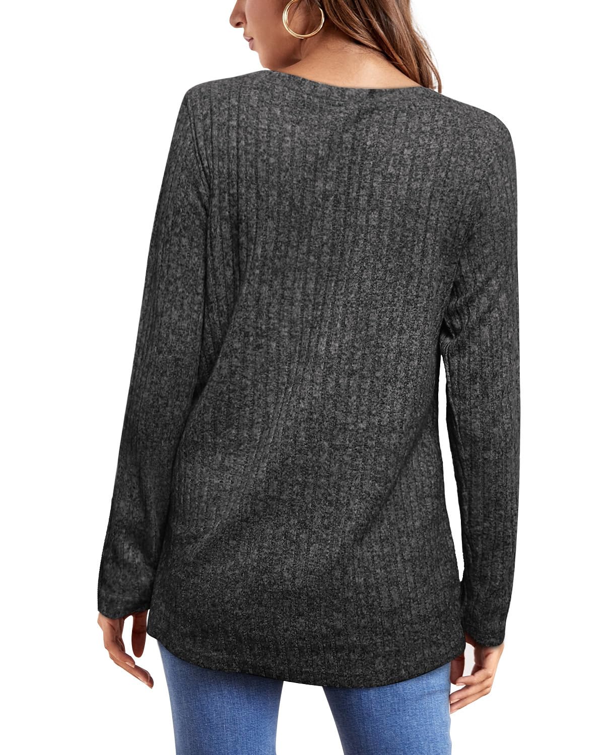 OFEEFAN Long Sleeve Shirts for Women Loose Fit Crew Neck Tunic Tops Blouse Dressy Casual Fall Winter Clothes Outfits