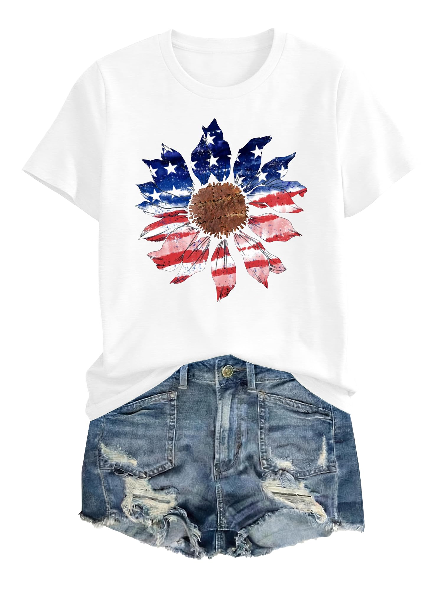 Anbech Womens Dandelion Graphic T-Shirts Teen Girls Cute Sunflower Print Casual Tee Tops
