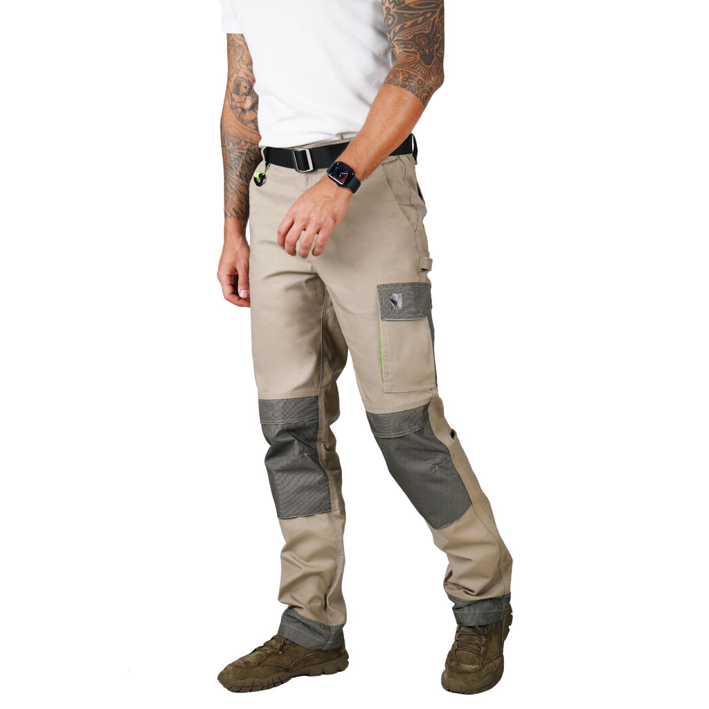 Ellobird Men's Cargo Construction Flex Work Pant for Men Double Knee Reinforcement Stretch Elastic Waistband Tactical Pants
