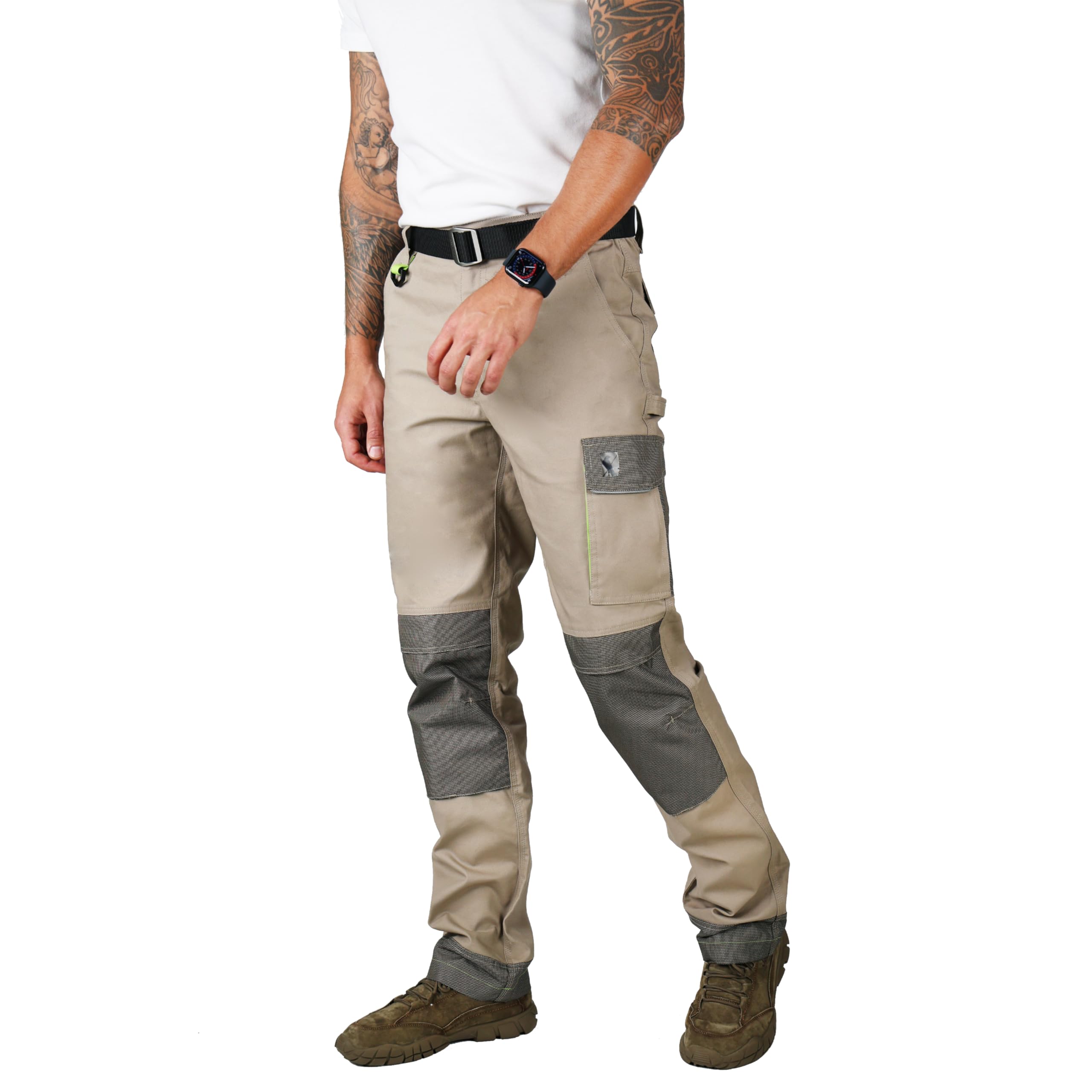 Ellobird Men's Cargo Construction Flex Work Pant for Men Double Knee Reinforcement Stretch Elastic Waistband Tactical Pants