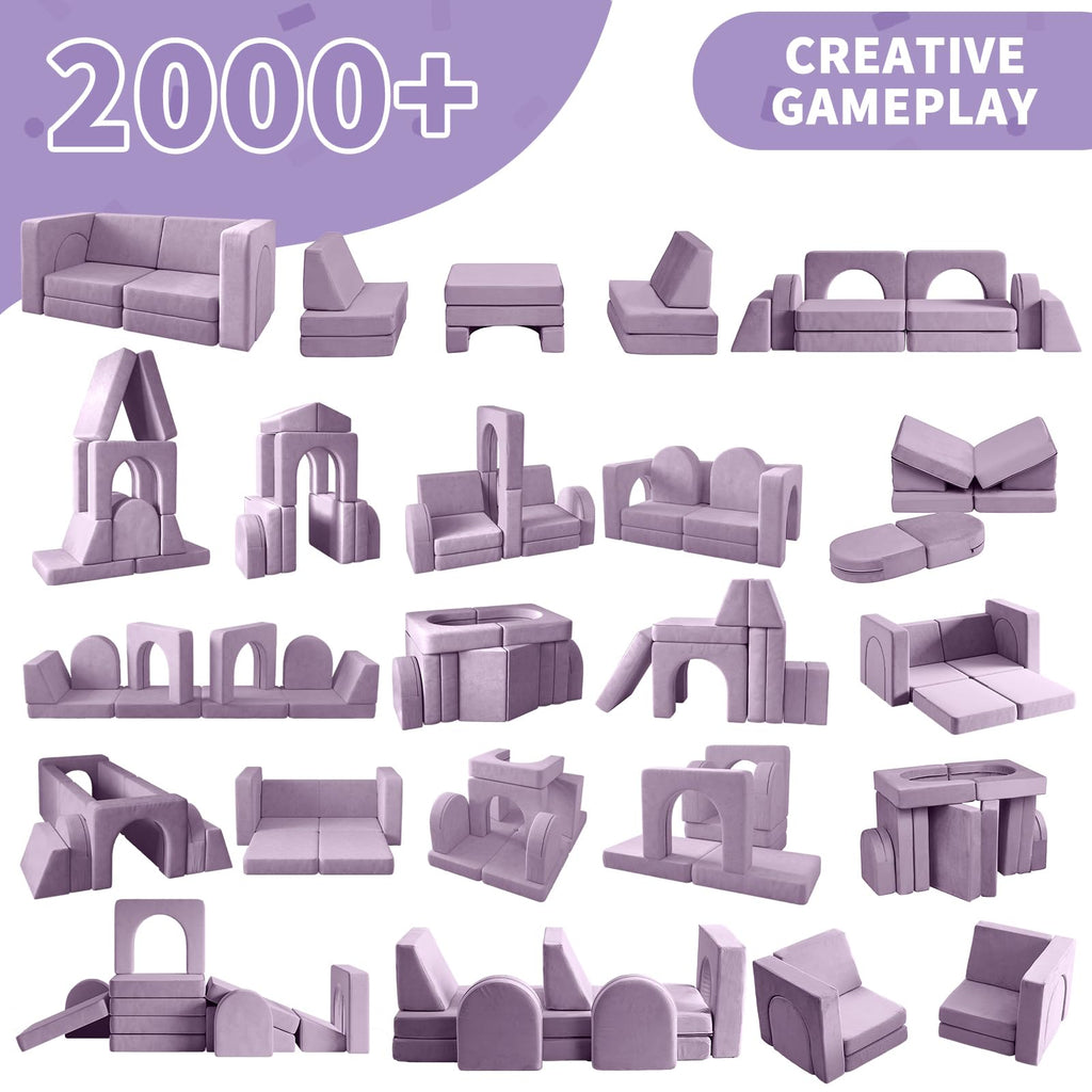 wanan Kids Couch 10PCS, Modular Kids Play Couch for Playroom Bedroom, 10 in 1 Multifunctional Kid Sofa for Playing, Creativing, Sleeping, Indoor Toddler Couches for Boys and Girls(Dark Grey)