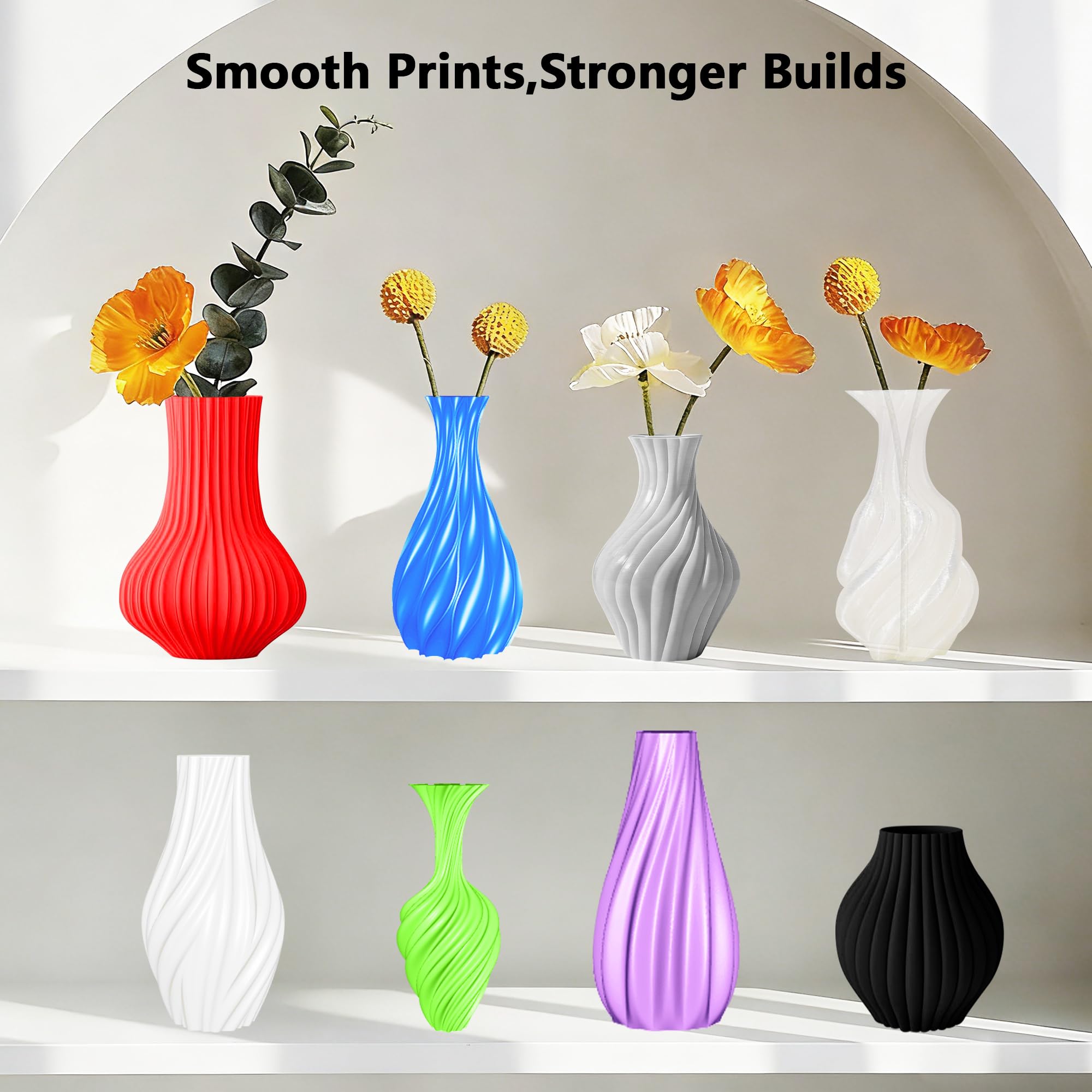1.75mm PLA 3D Printer Filament Bundle: Glow in Dark Green/Blue/Purple/Rainbow, One Spool Clear Multi Colored, Each Spool 250g, Total 1.25Kg 3D Printing Material, 250g x 5 Spools Glow in Dark PLA