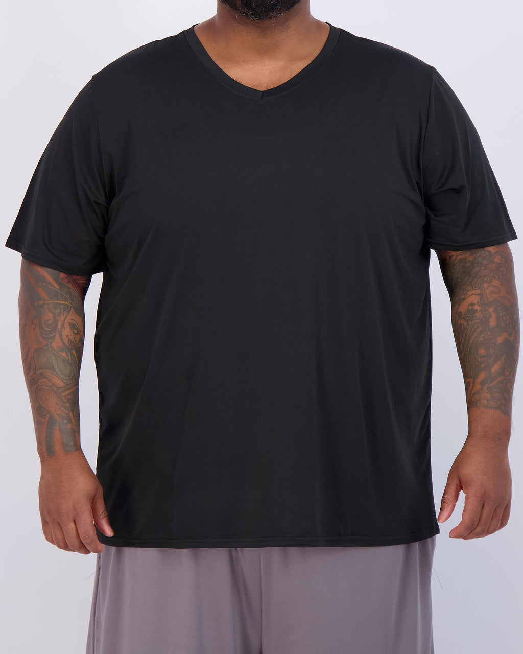 Real Essentials 3 Pack: Men's Big & Tall Short Sleeve V-Neck Athletic T-Shirt Dry-Fit Workout Shirts Moisture Wicking (3X-5X)
