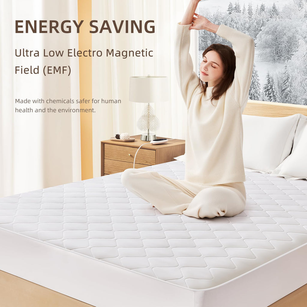 Caperia Heated Mattress Pad Quilted Multizone electric mattress pad Individual Body and Feet Bed Warmer 9 Heat Settings, 1-12 Hours Auto Off, Deep Pocket, Fast Heating, Machine Washable Twin 39''x75''