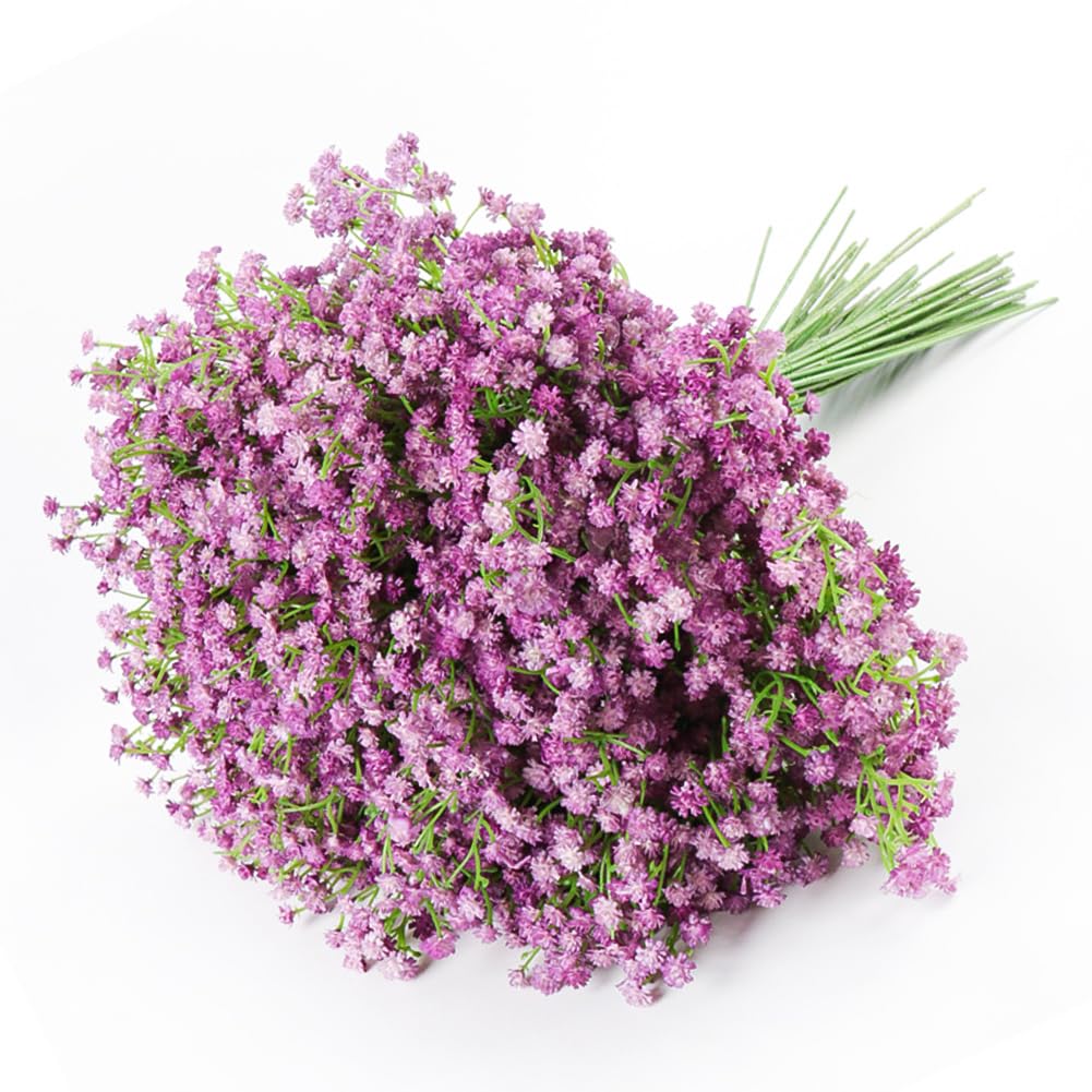 15 PCS Babys Breath Artificial Flowers Fake Babys Breath Flowers Artificial Bulk Blue Gypsophila Bouquets Real Touch Faux Flowers for Wedding Floral Arrangement Party Home Decoration