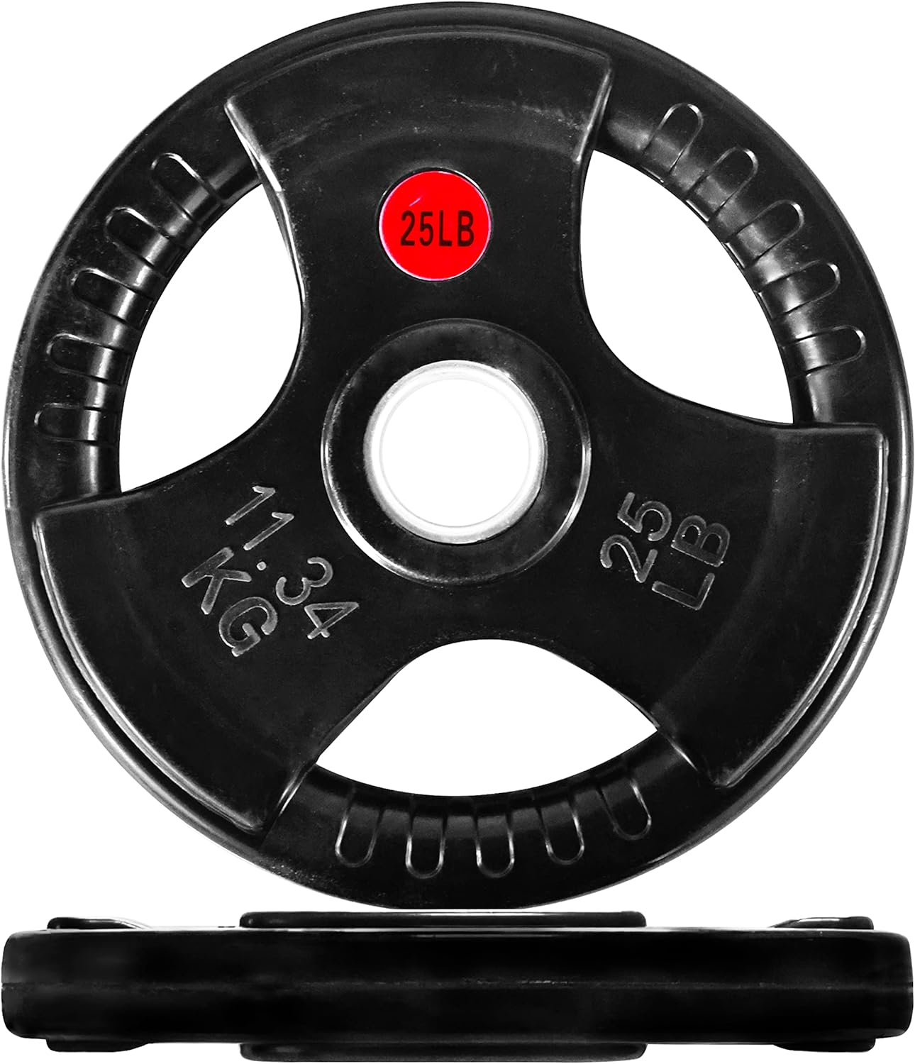 Olympic 2-Inch Cast Iron Plate Weight Plate for Strength Training and Weightlifting, Rubber Coated Style, 25LB Pair