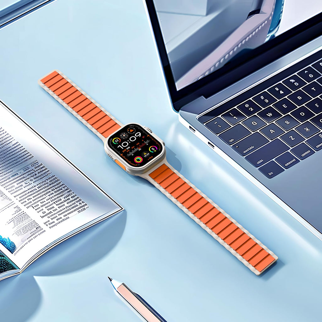 THWALK Magnetic Link Solo Loop Sport Silicone Bands Compatible with Apple Watch Ultra 3/2/1 49mm, Series 11/10 46/42mm, 9/8/7 45/41mm, SE 6/5/4 44/40mm, 3/2/1 42/38mm for Women Men