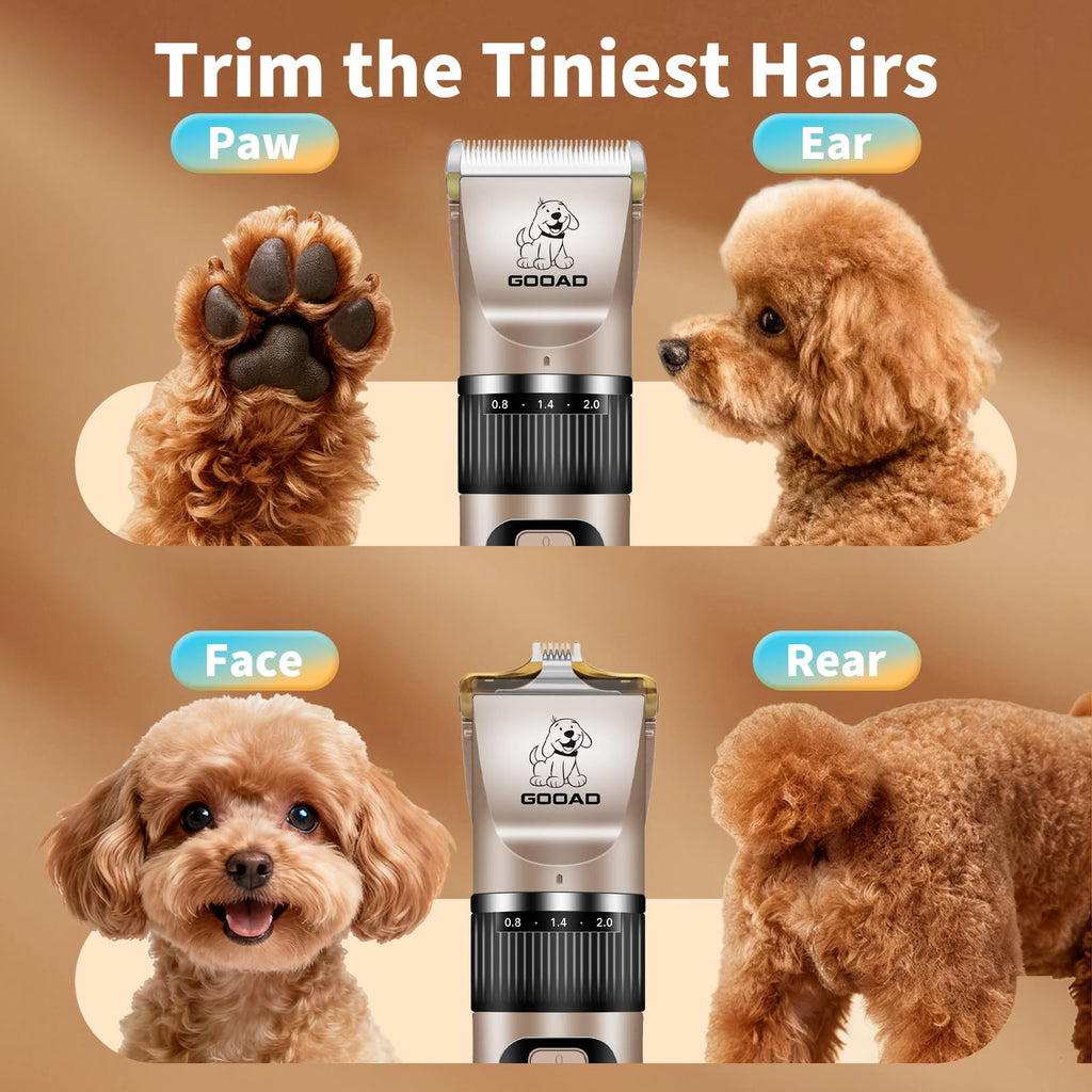 Dog Clippers Grooming Kit and Paw Trimmer,Cordless,Low Noise, Electric Quiet,Rechargeable, Dog Trimmer Grooming, Pet Hair Clippers for Thick Coats,Shaver for Small and Large Dogs Cats(Black)