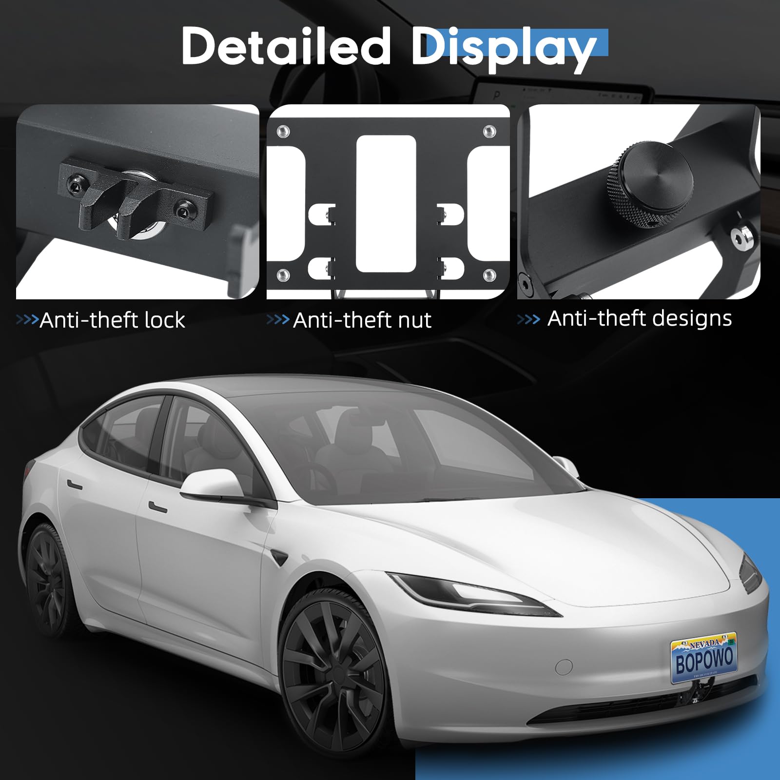 The Original No Drill Front License Plate Holder Fit for 2017-2023 Tesla Model 3& 2020-2024 Tesla Model Y with Safety Design, No Adhesives License Frame