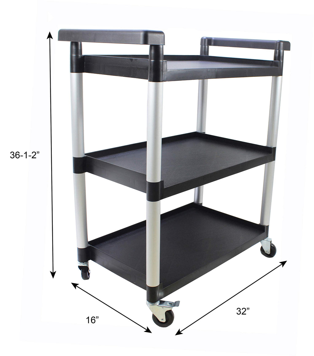 MaxWorks 50993 500-lb Utility Service PP Cart with Two Trays and Wheels 40 inch x 17 inch Overall Dimensions